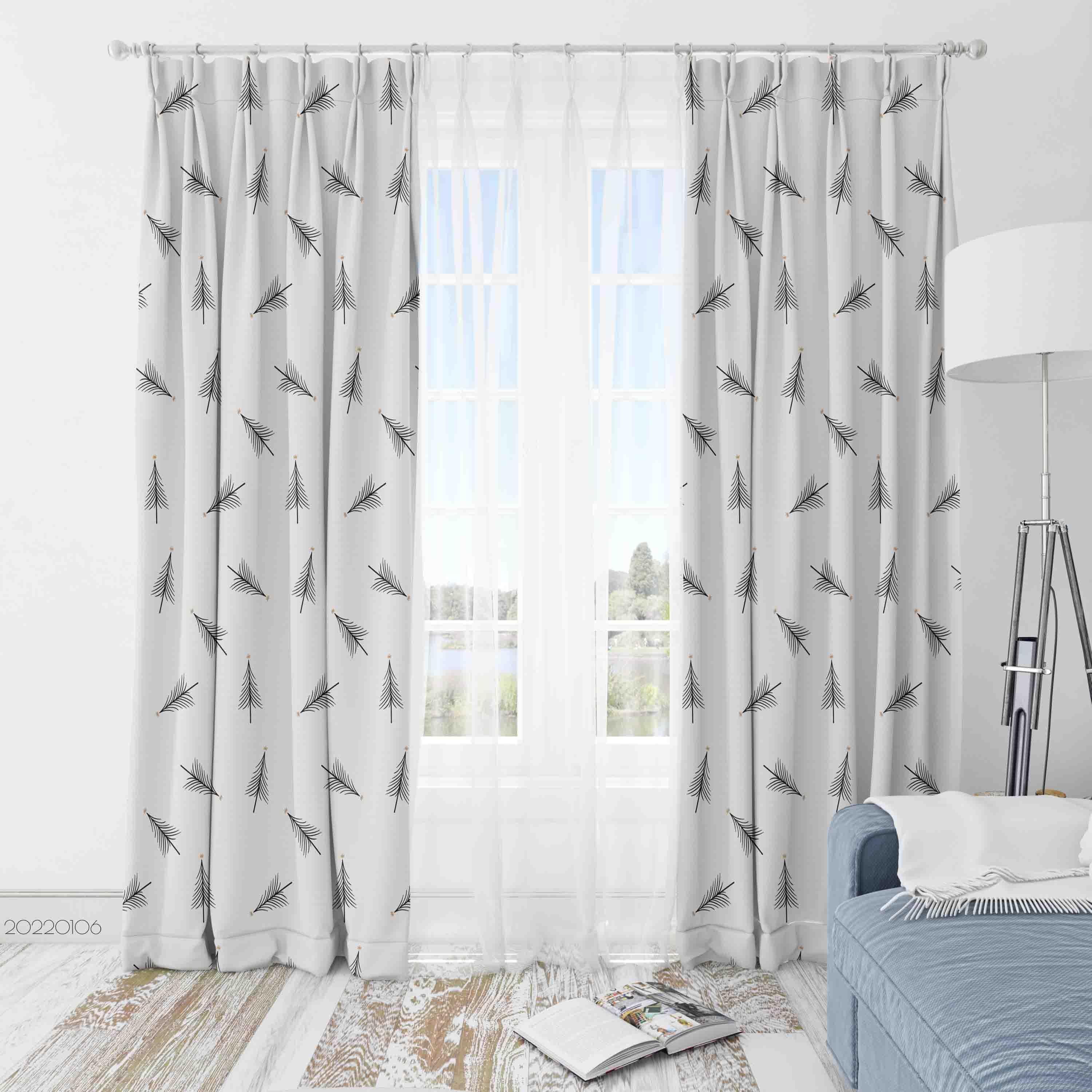 3D Simple Black Tree Illustration Curtains and Drapes GD 158- Jess Art Decoration