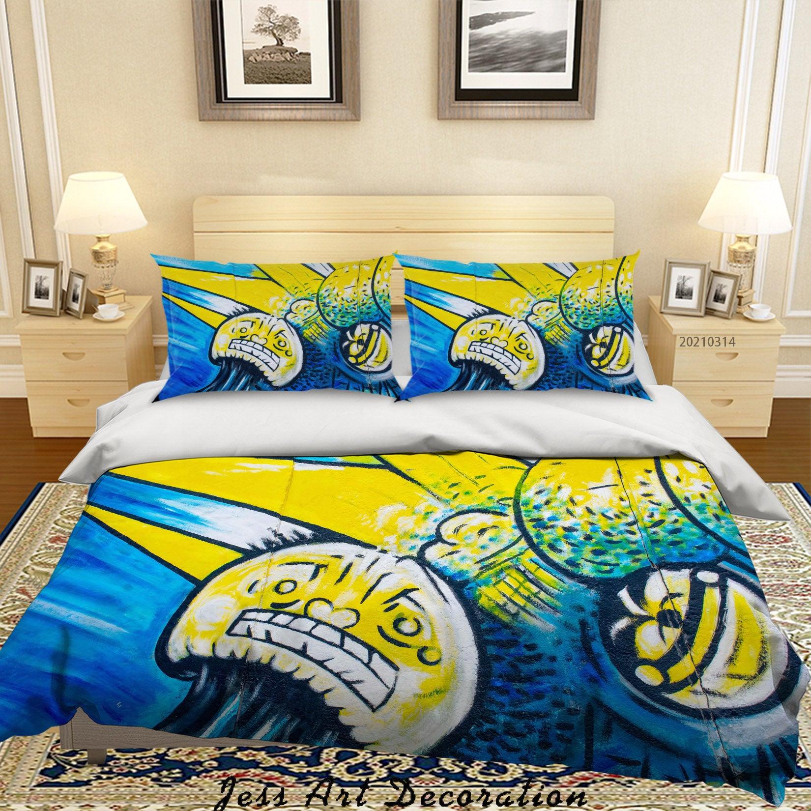 3D Abstract Colored Street Graffiti Quilt Cover Set Bedding Set Duvet Cover Pillowcases 201- Jess Art Decoration