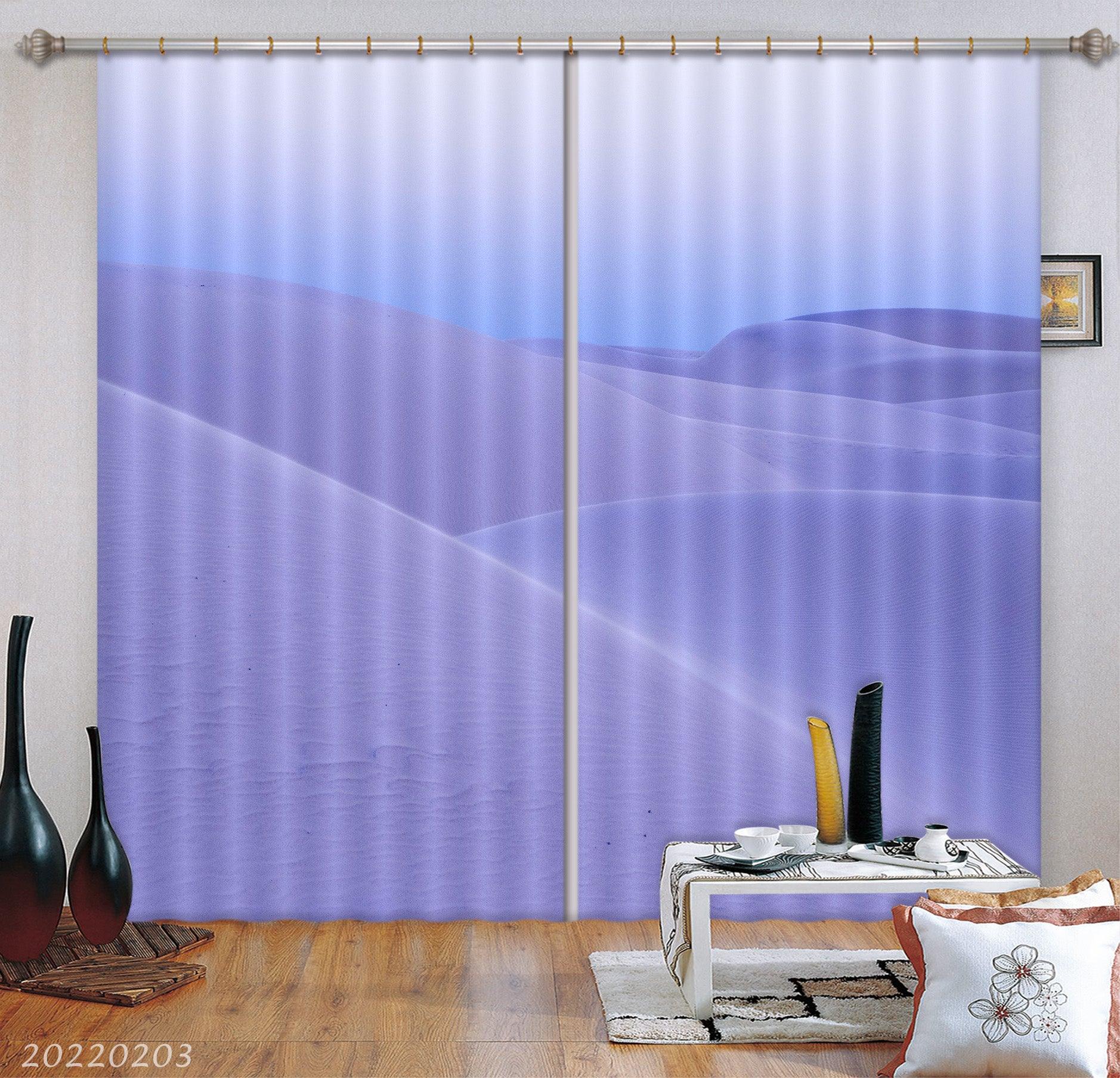 3D Abstract Blue Hills Pattern Curtains and Drapes GD 1108- Jess Art Decoration