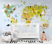 3D World Map Kids Wall Mural Wallpaper LQH 231- Jess Art Decoration