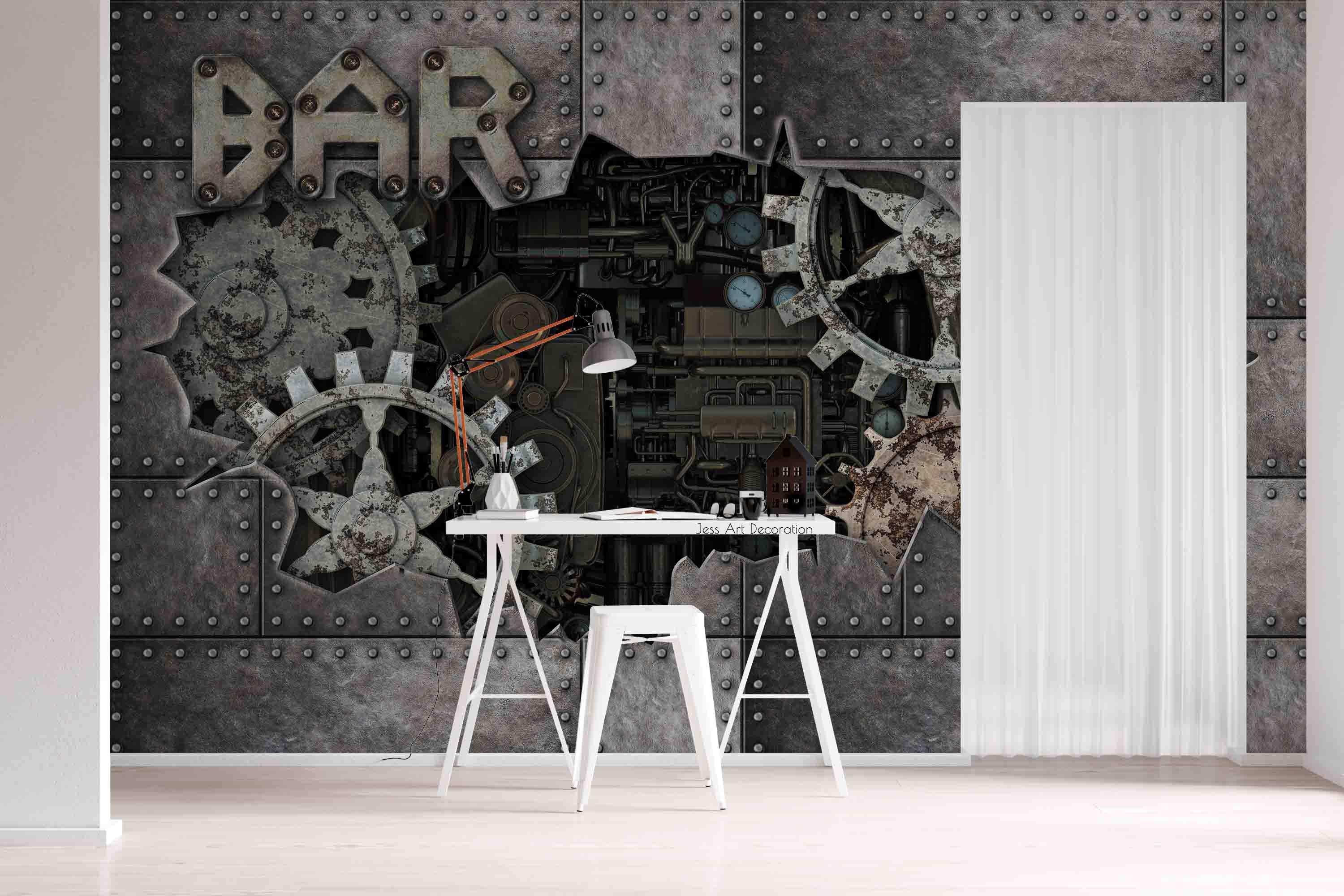 3D Abstract Industrial Style Gear Dashboard Wall Mural Wallpaper GD 2862- Jess Art Decoration