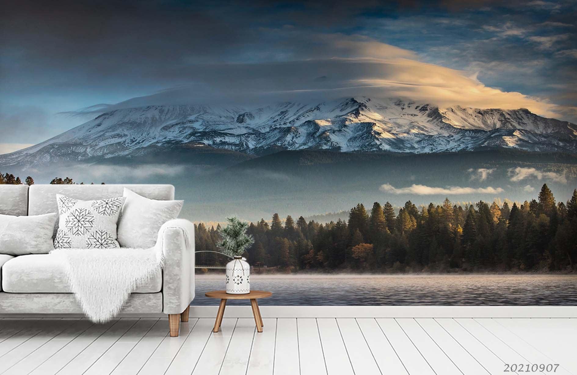 3D Forest Landscape Snow Mountain Wall Mural Wallpaper LQH 153- Jess Art Decoration