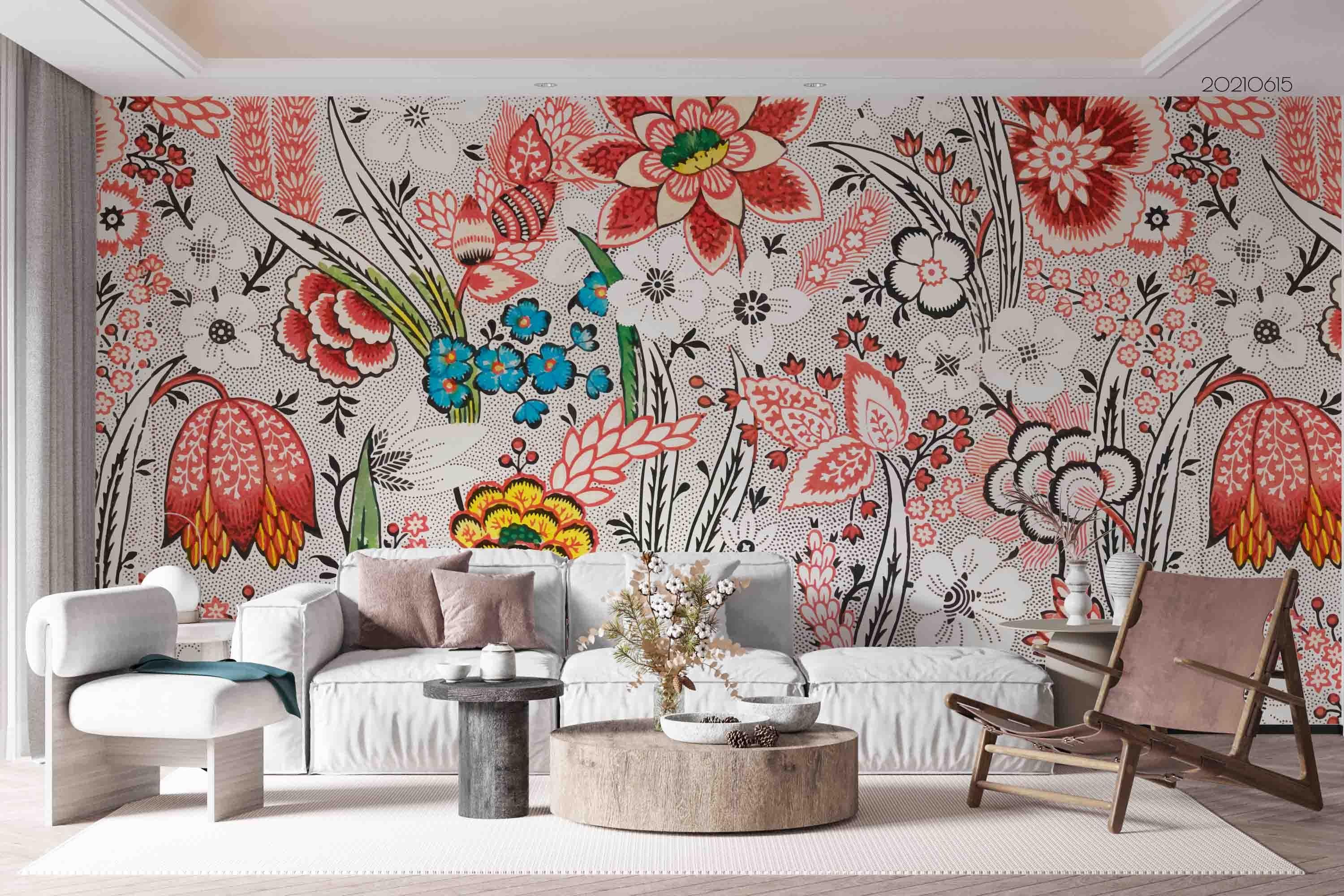 3D Wintage Floral Pattern Seamless Wall Mural Wallpaper SWW2453- Jess Art Decoration