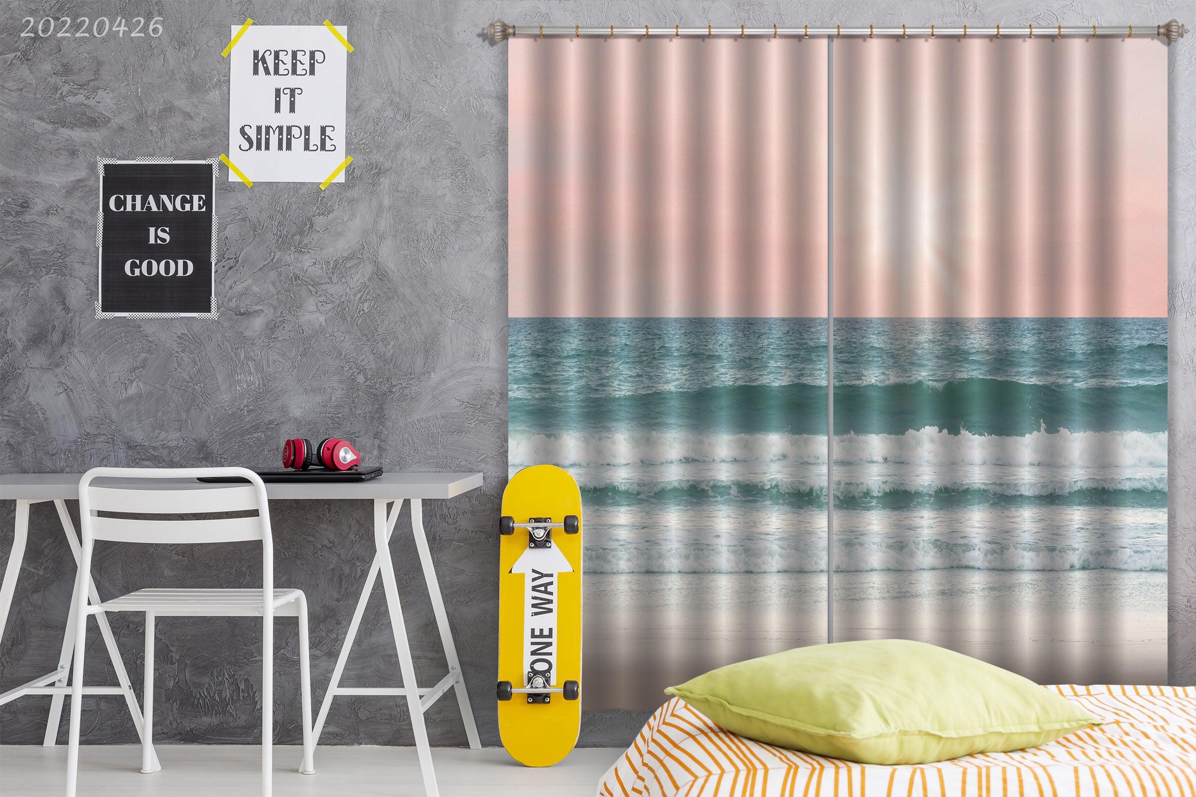 3D Landscape Ocean Wave Skyline Sunbeam Curtains and Drapes GD 4769- Jess Art Decoration