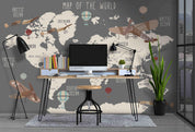 3D Gray World Map Airplane Wall Mural Wallpaper LQH 282- Jess Art Decoration