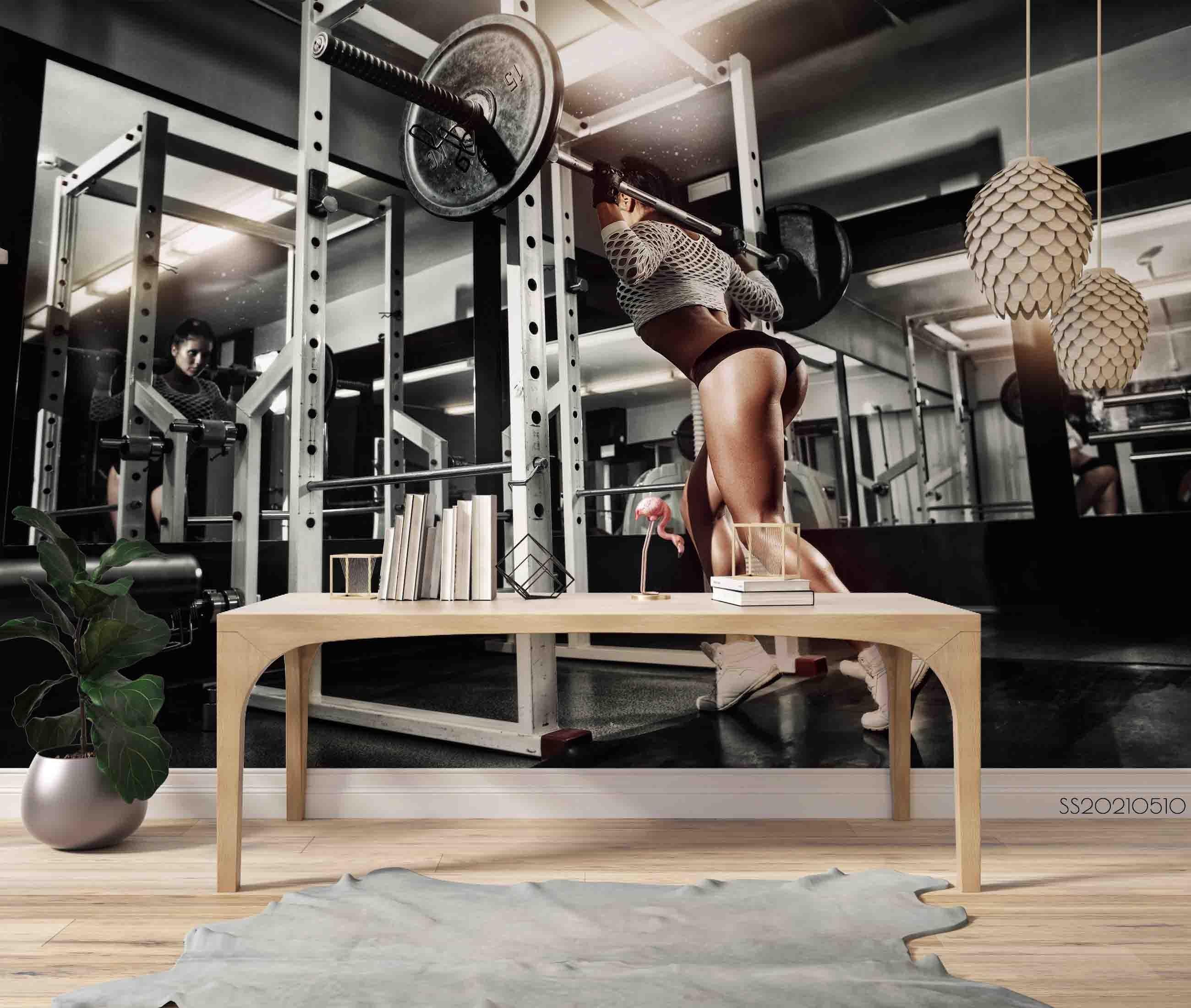 3D Gym Background Wall Mural Wallpaper LQH 338- Jess Art Decoration