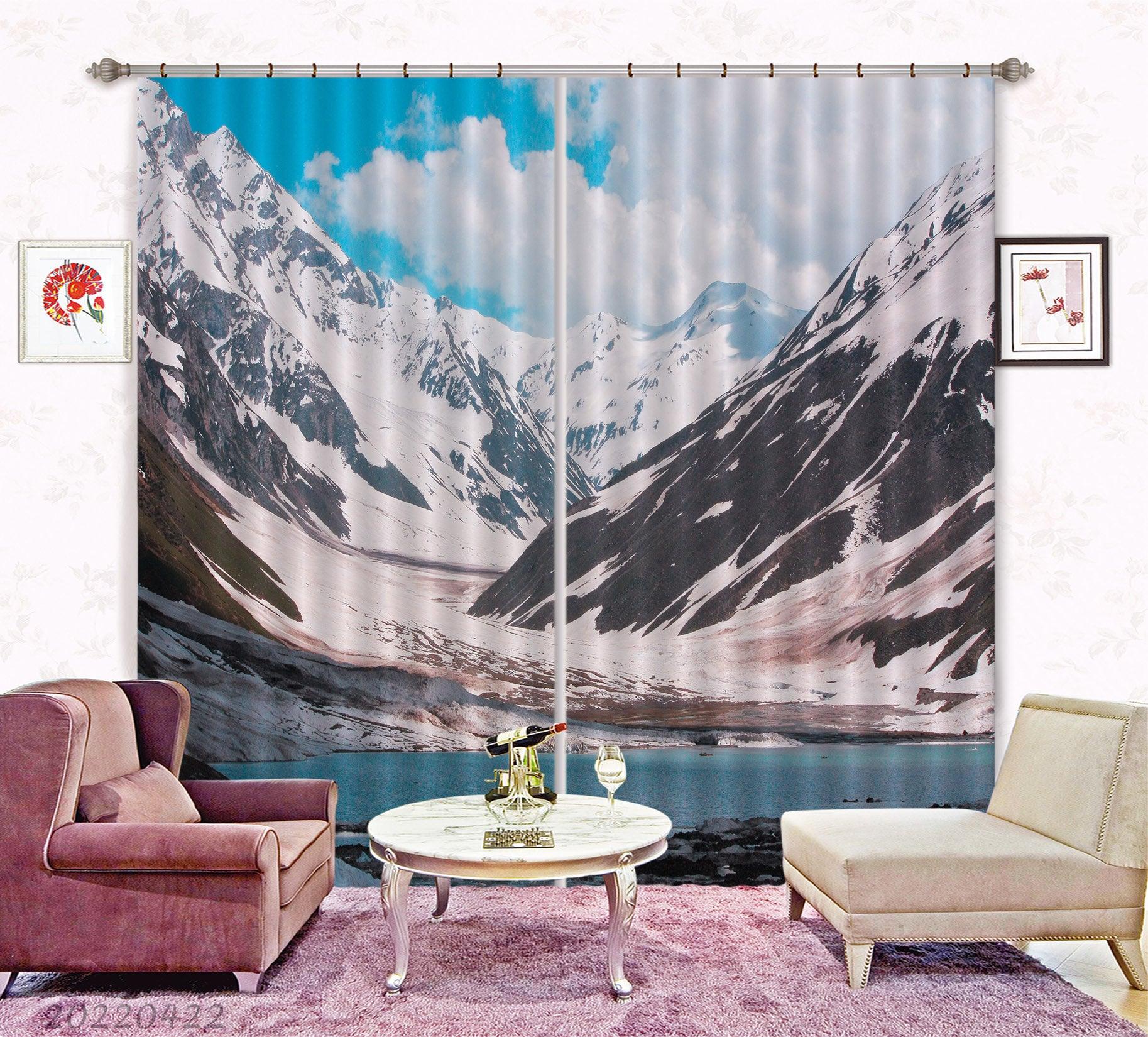 3D Landscape Snow Mountain Canyon River Curtains and Drapes GD 4232- Jess Art Decoration