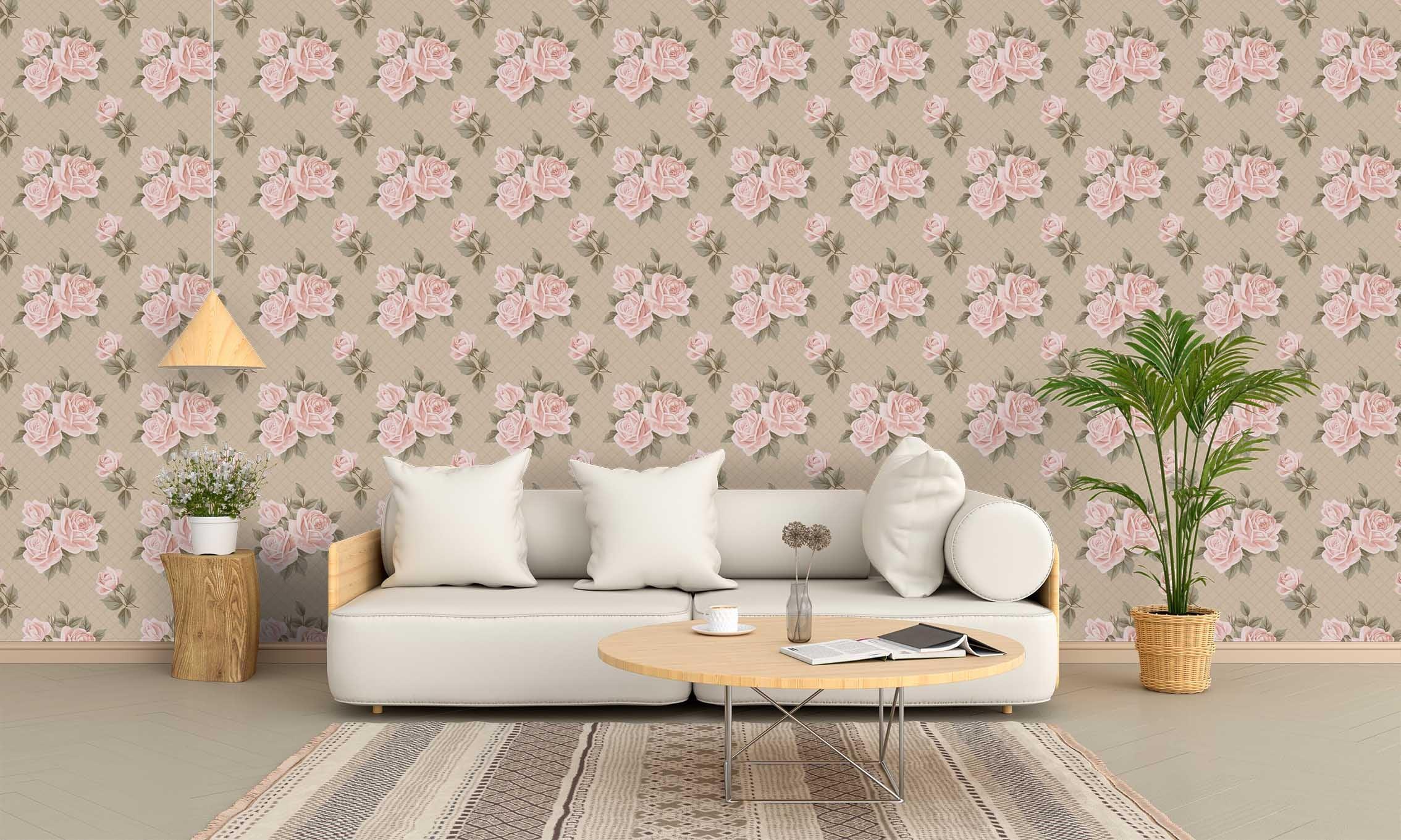 3D Grid Rose Flowers Wall Mural Wallpaper SF39- Jess Art Decoration