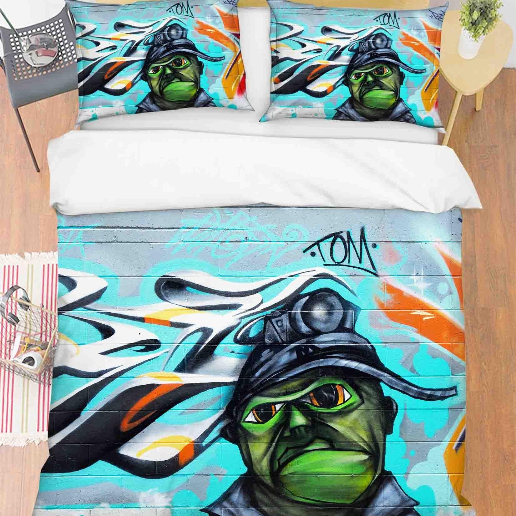 3D Abstract Colored Street Graffiti Quilt Cover Set Bedding Set Duvet Cover Pillowcases 114- Jess Art Decoration