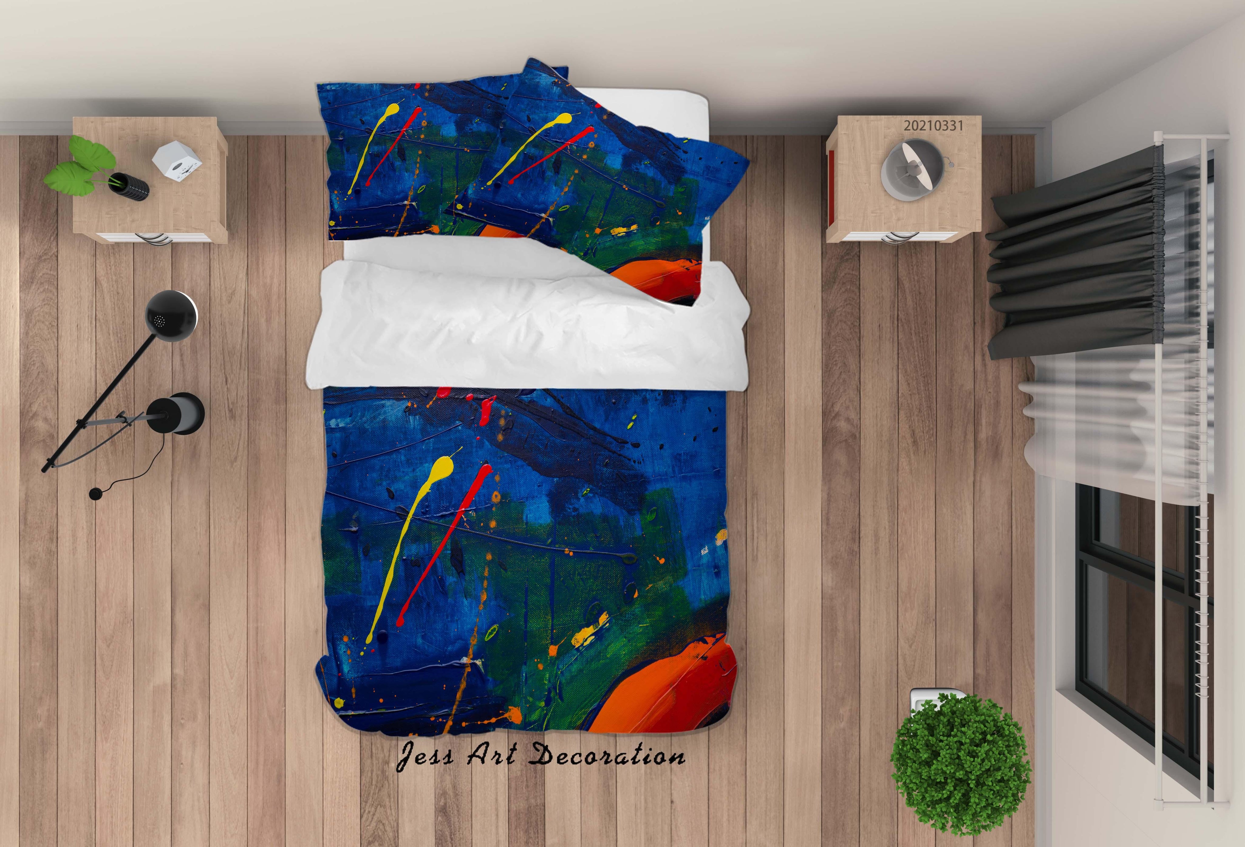 3D Abstract Color Graffiti Quilt Cover Set Bedding Set Duvet Cover Pillowcases 299- Jess Art Decoration