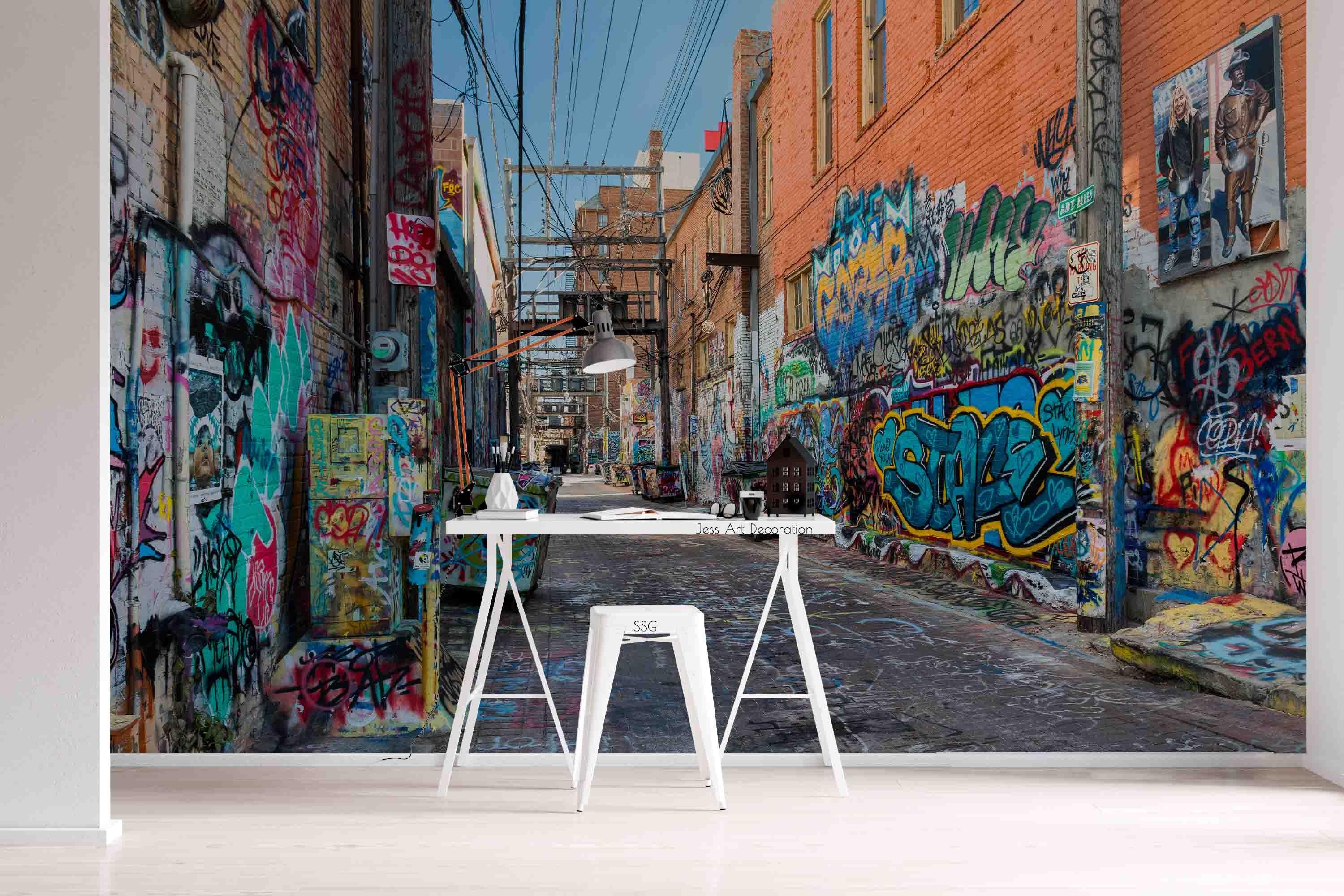 3D Street Graffiti Wall Mural Wallpaper sww 51- Jess Art Decoration