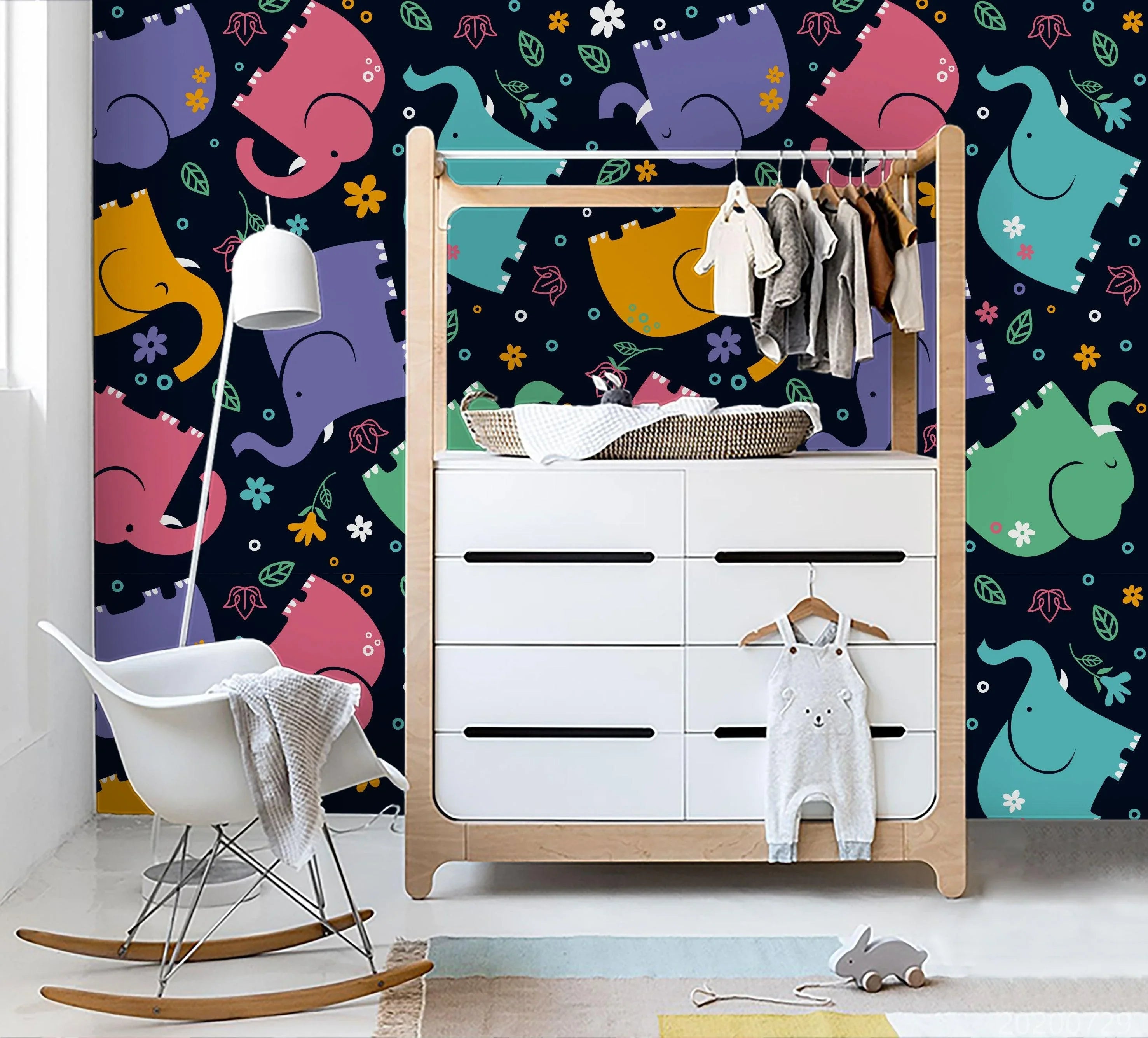 3D Cartoon Colorful Elephant Wall Mural Wallpaper LXL 595- Jess Art Decoration