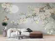 3D Classic White Floral Moon Wall Mural Wallpaper LXL 112- Jess Art Decoration