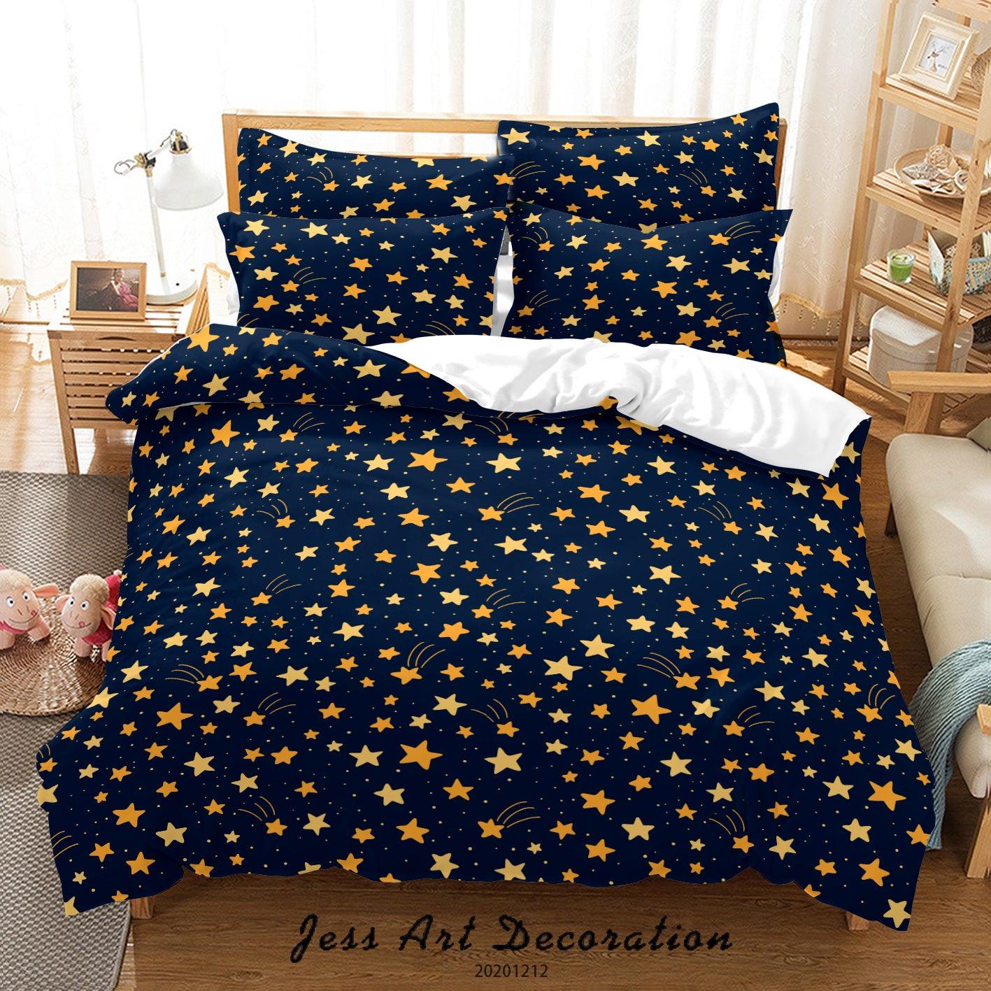 3D Yellow Star Pattern Dark Quilt Cover Set Bedding Set Duvet Cover Pillowcases LXL- Jess Art Decoration