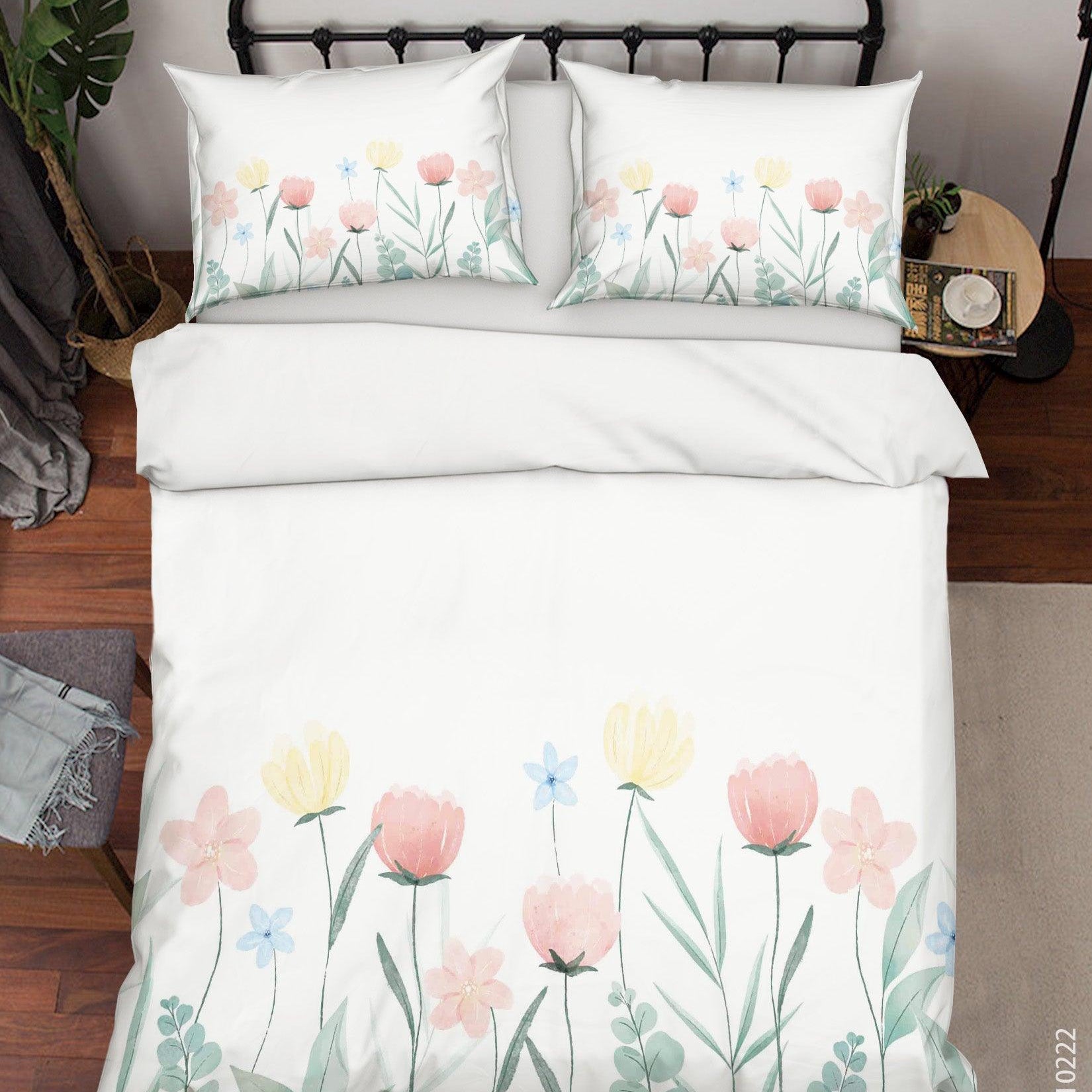3D Watercolor Color Floral Quilt Cover Set Bedding Set Duvet Cover Pillowcases 155- Jess Art Decoration
