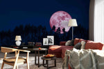 3D night sky pink moon wall mural wallpaper 49- Jess Art Decoration