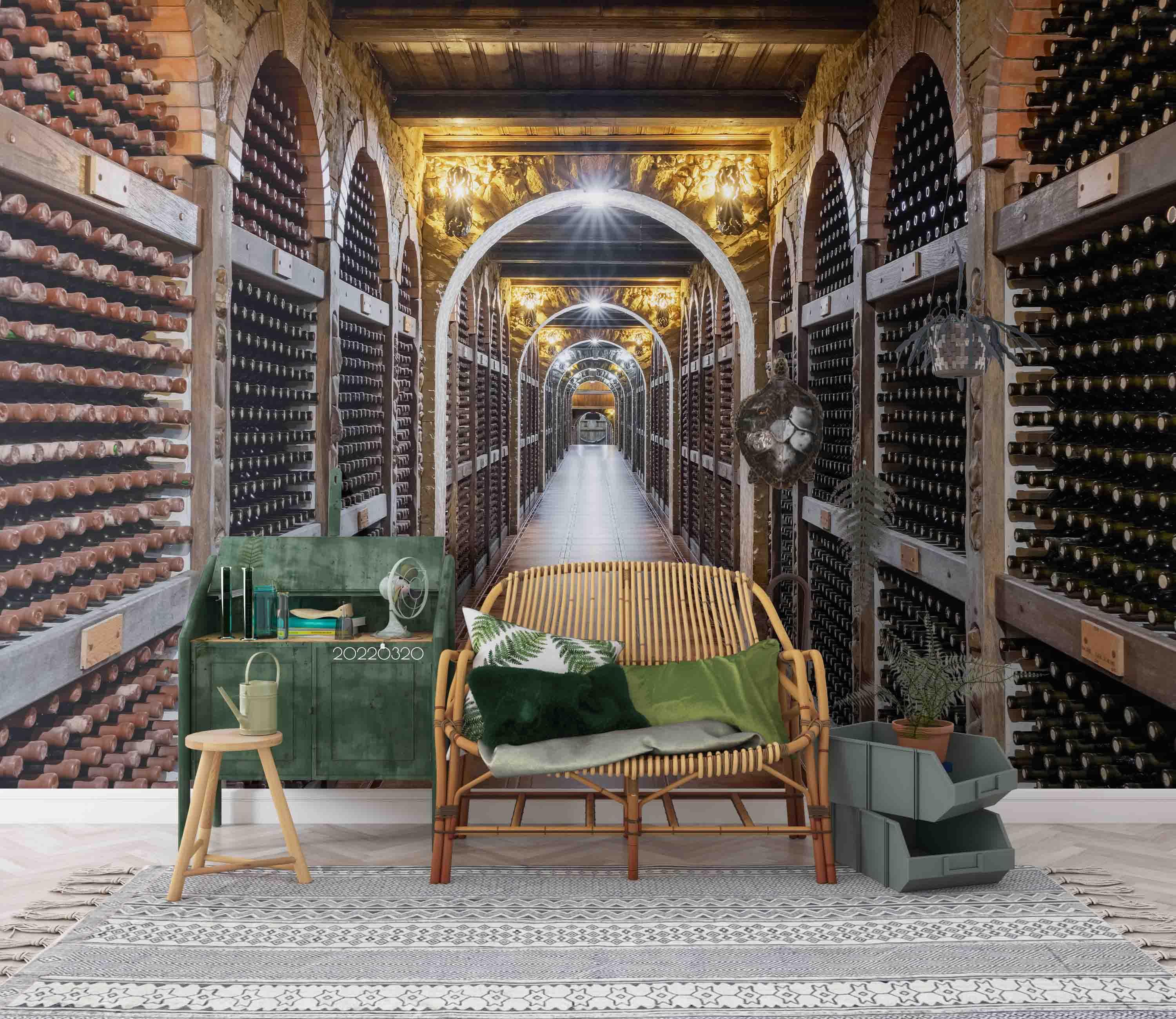 3D European Wine Cellar Wine Rack Wall Mural Wallpaper GD 3707- Jess Art Decoration