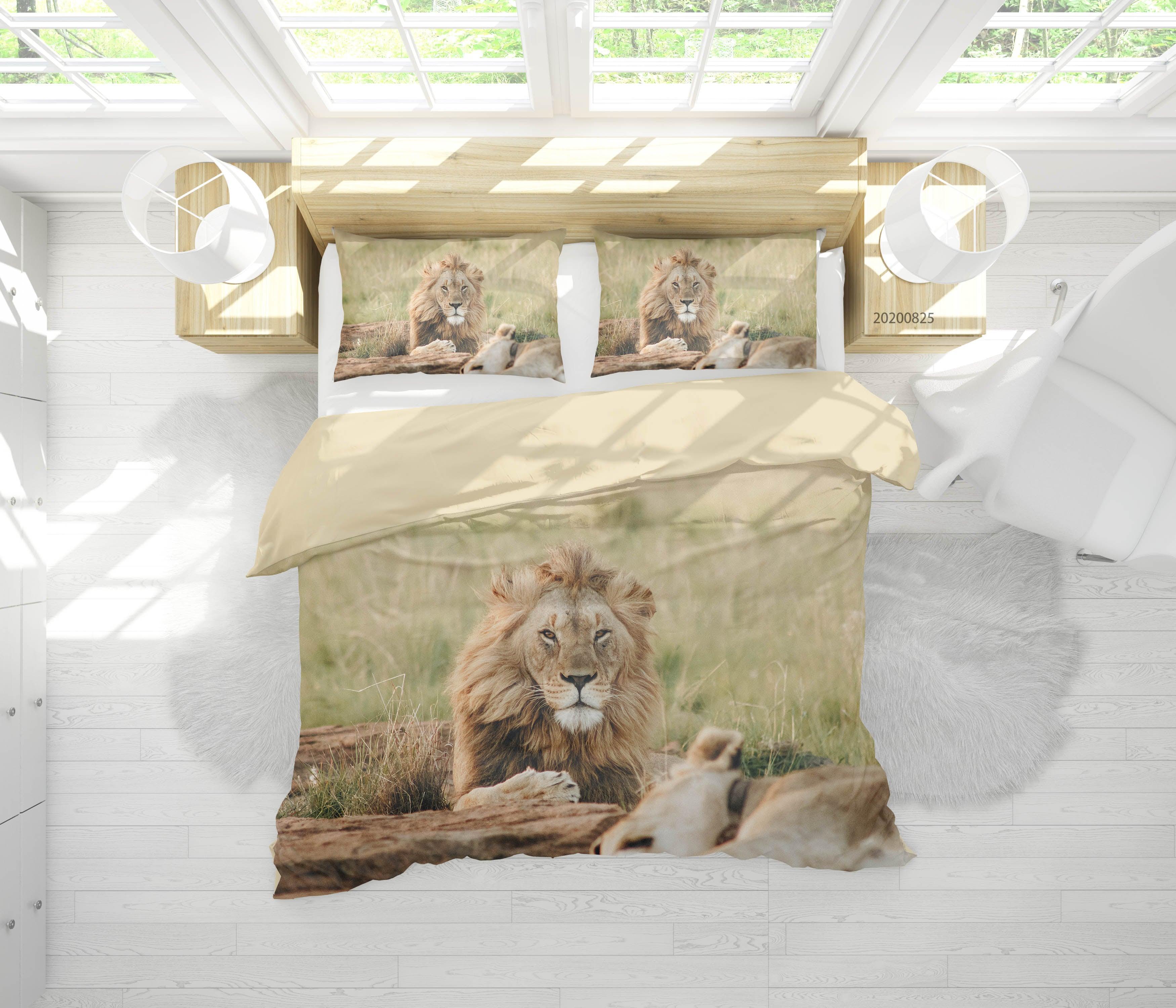 3D Nature Animal Lion Quilt Cover Set Bedding Set Duvet Cover Pillowcases WJ 3381- Jess Art Decoration