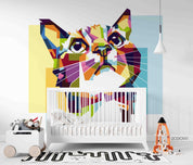 3D Hand Drawn Colored Cat Animal Wall Mural Wallpaper LQH 51- Jess Art Decoration