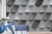 3D Grey Geometric Triangle Wall Mural Wallpaper LQH 319- Jess Art Decoration