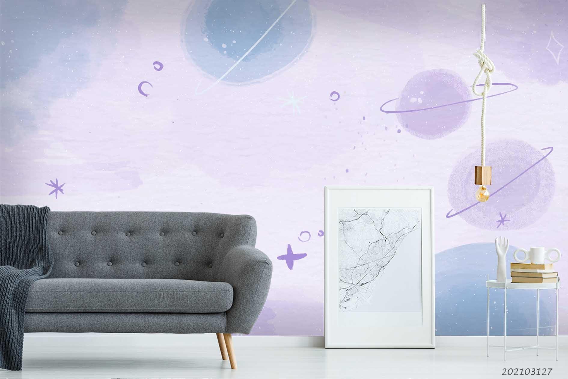 3D Watercolor Space Planet Wall Mural Wallpaper LQH 43- Jess Art Decoration