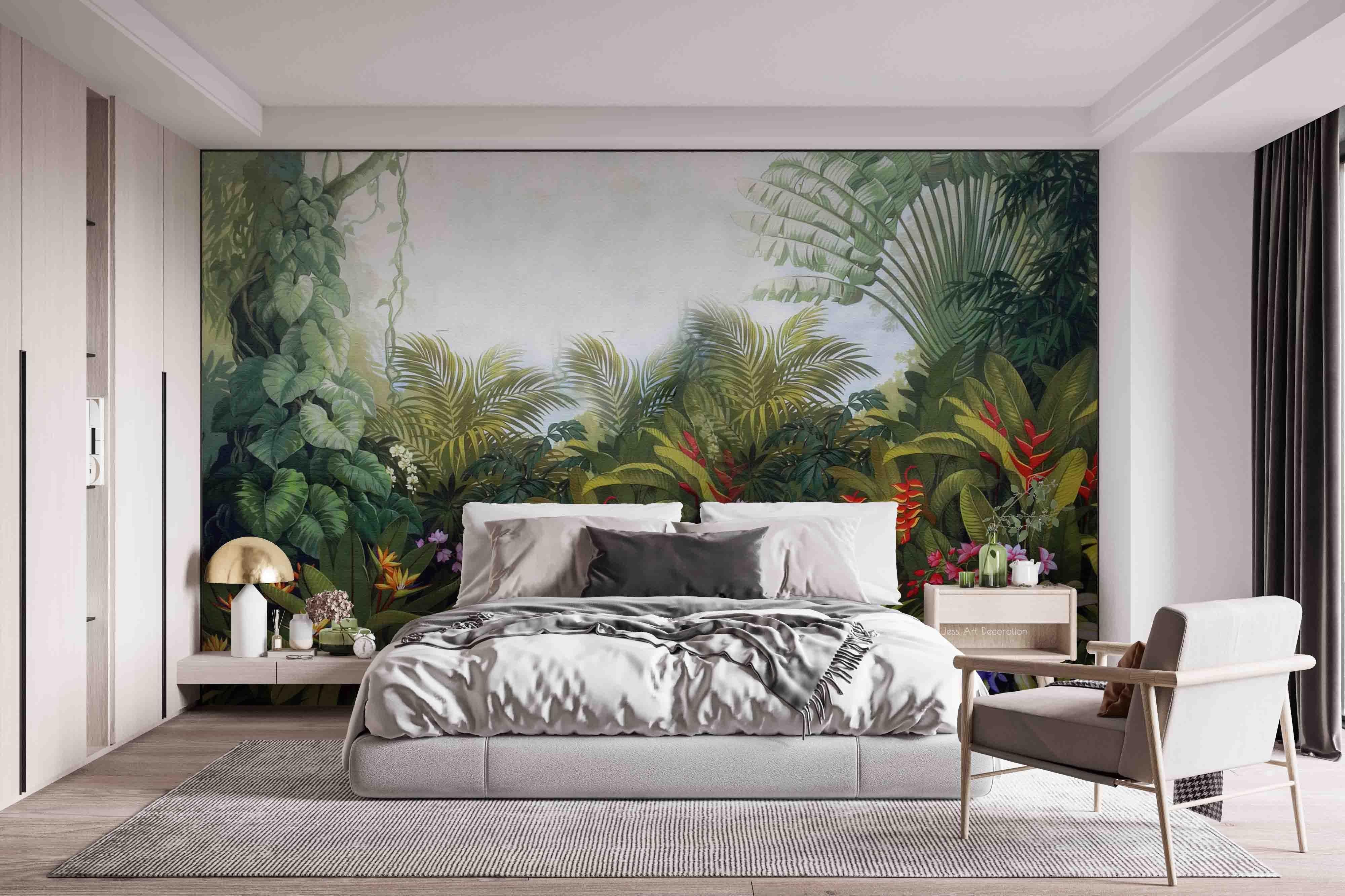 3D Tropical Forest Plant Flower Wall Mural Wallpaper GD 2564- Jess Art Decoration