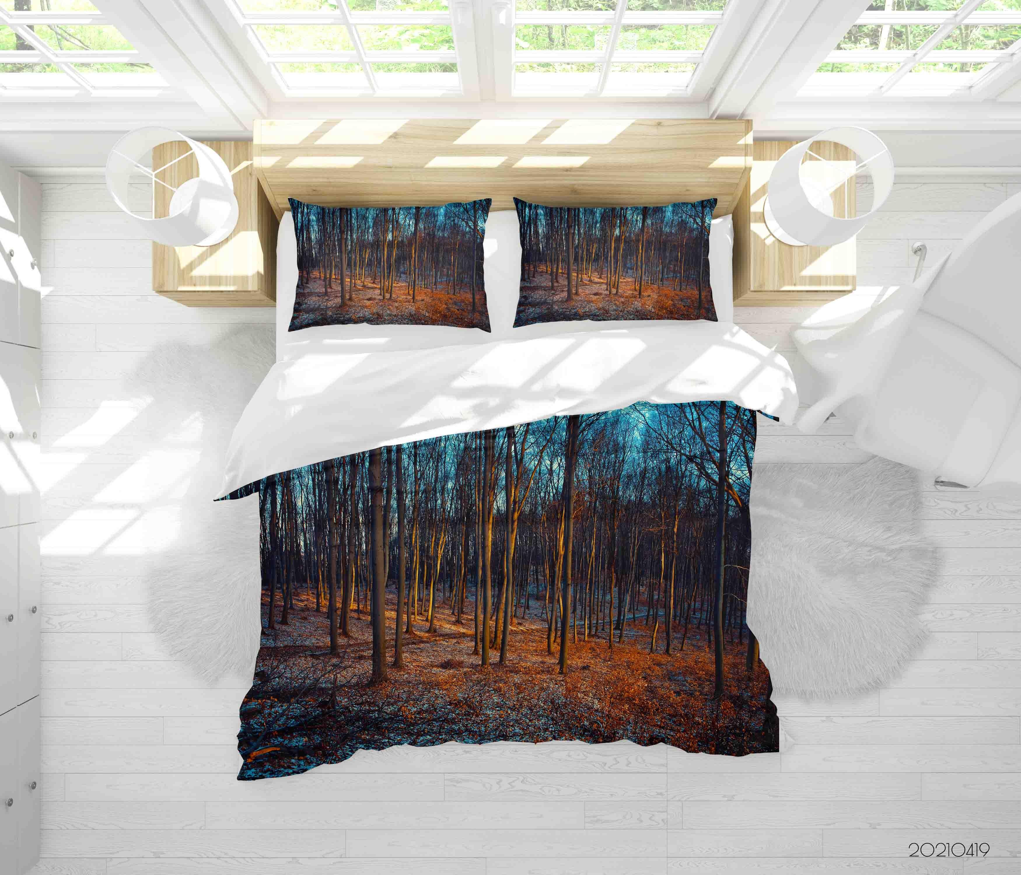 3D Autumn Forest Landscape Quilt Cover Set Bedding Set Duvet Cover Pillowcases 131- Jess Art Decoration