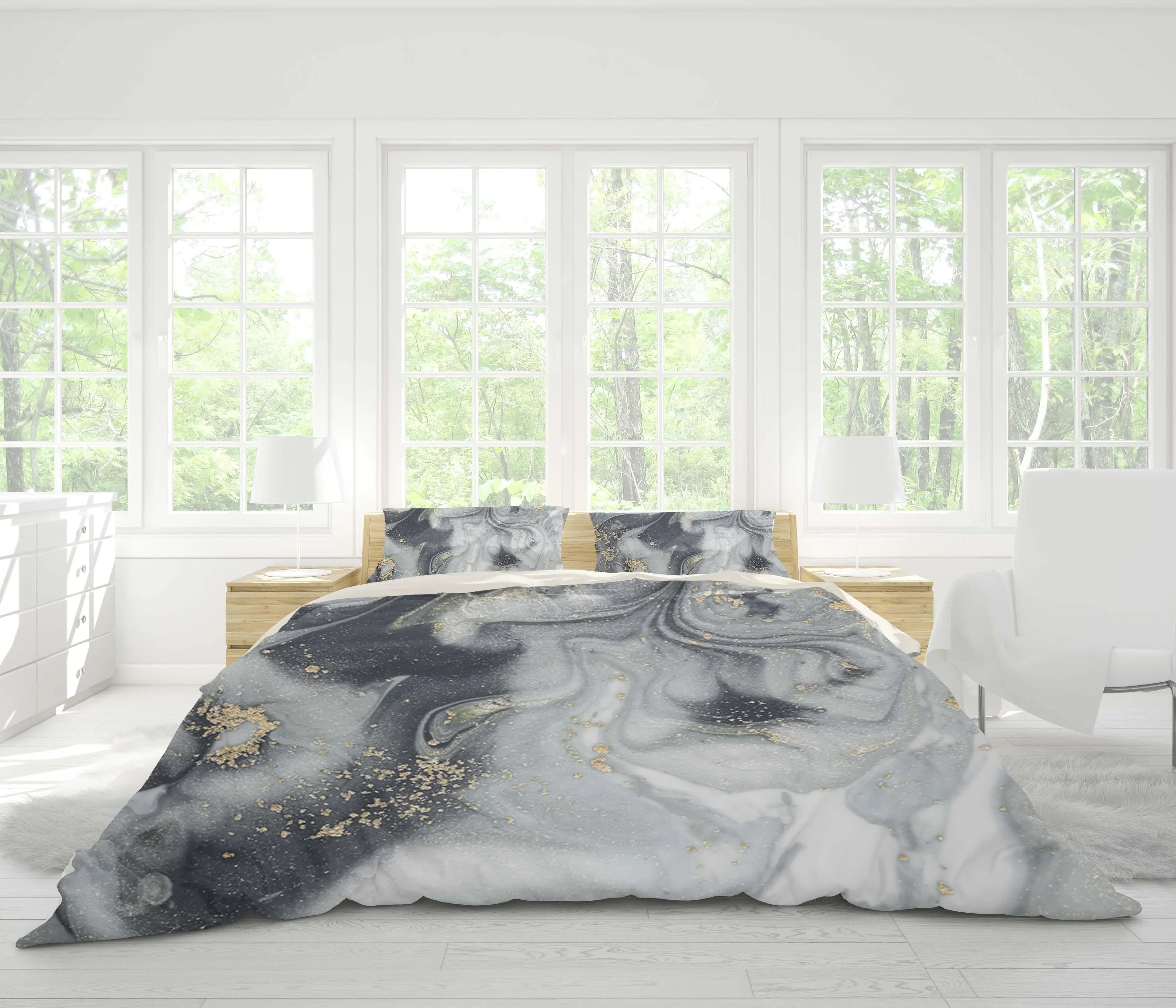 3D Grey Marble Texture Quilt Cover Set Bedding Set Pillowcases 111- Jess Art Decoration