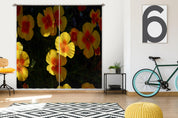 3D Yellow California Poppy Sunshine Curtains and Drapes GD 3191- Jess Art Decoration