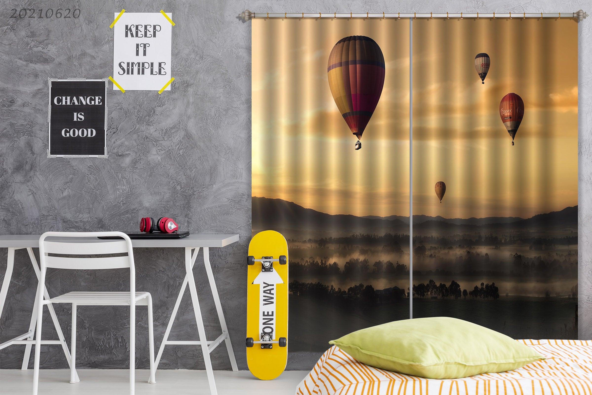 3D Mountain Forest Hot Air Balloon Curtains and Drapes GD 773- Jess Art Decoration