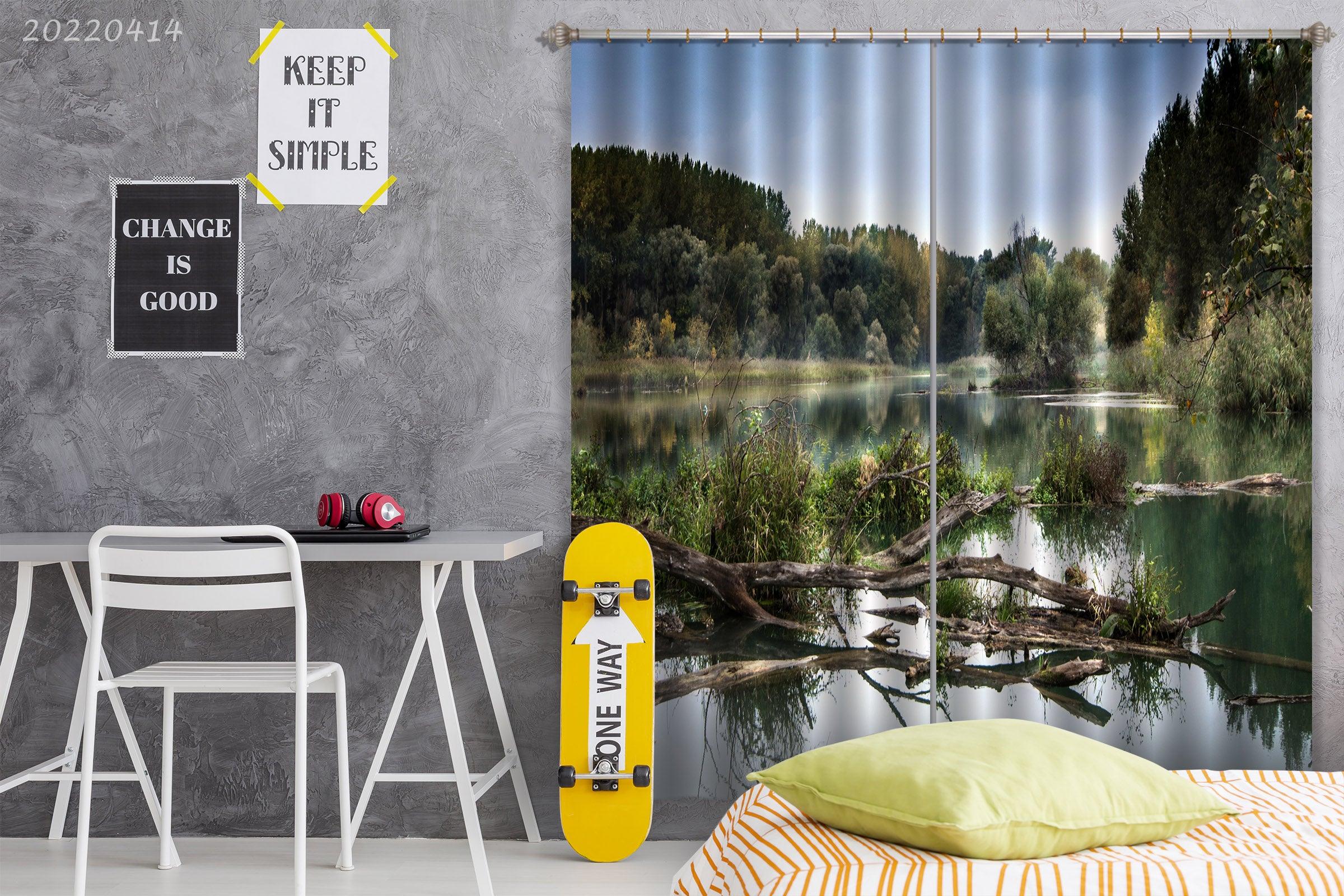 3D Landscape Nature Forest Wilderness River Curtains and Drapes GD 4087- Jess Art Decoration