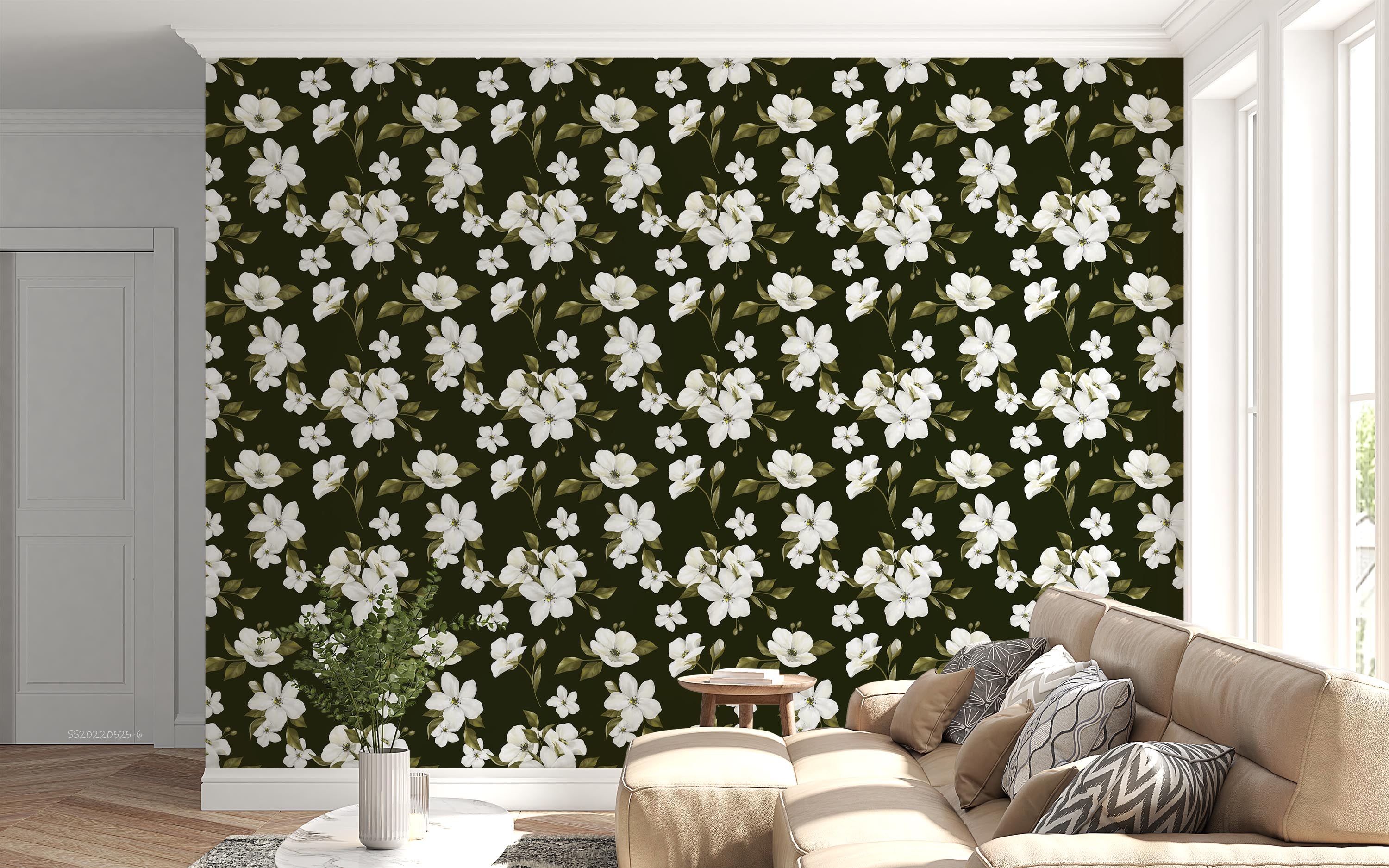 3D Vintage White Floral Background Wall Mural Wallpaper GD 1231- Jess Art Decoration