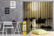 3D Ocean Sunrise Golden Sunbeam Fishing Boat Curtains and Drapes GD 4068- Jess Art Decoration