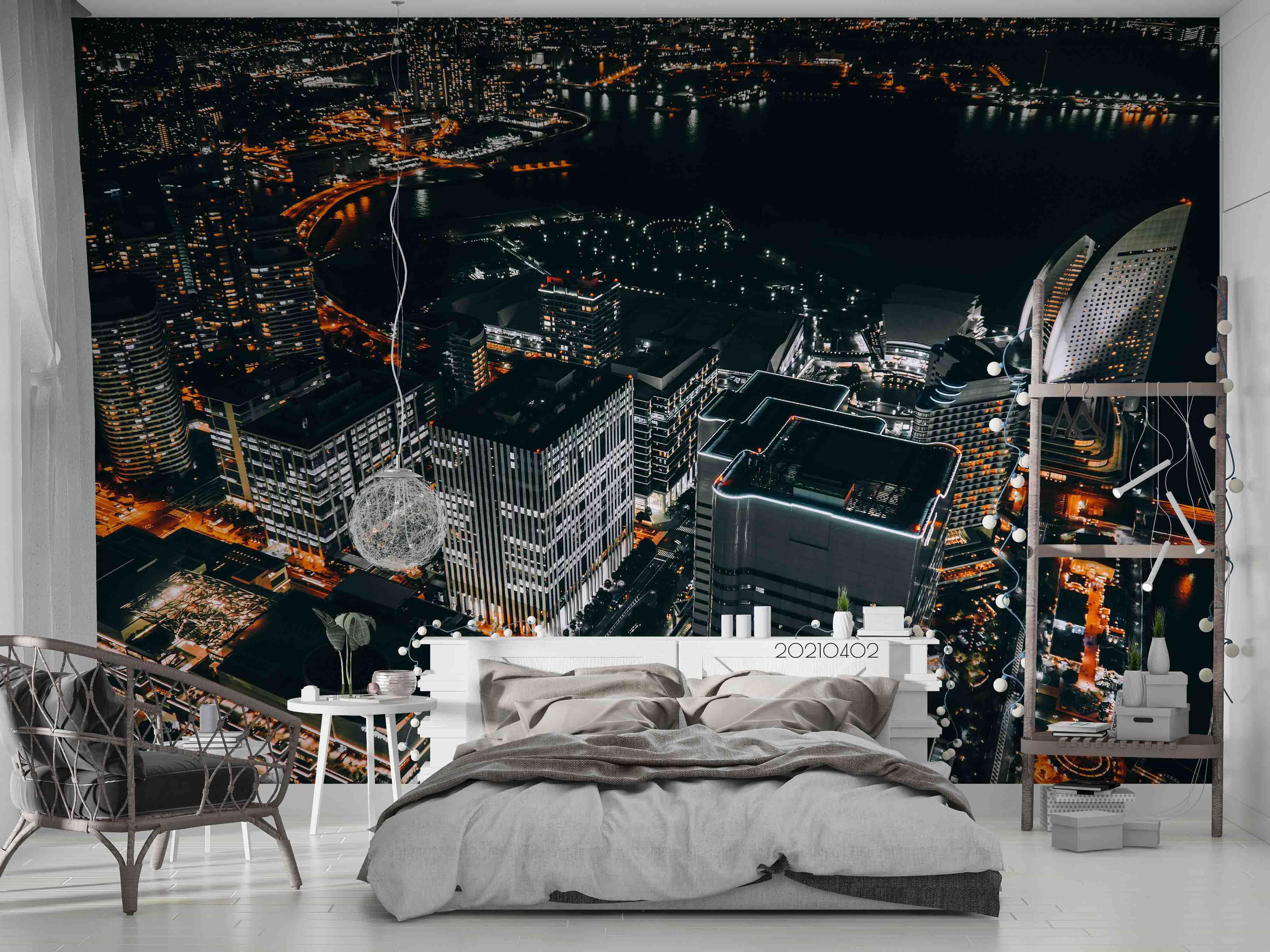 3D Architecture City Night View Wall Mural Wallpaper LQH 66- Jess Art Decoration