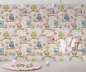 3D Cartoon Cute Owl Branches Floral Pattern Wall Mural Wallpaper GD 1259- Jess Art Decoration