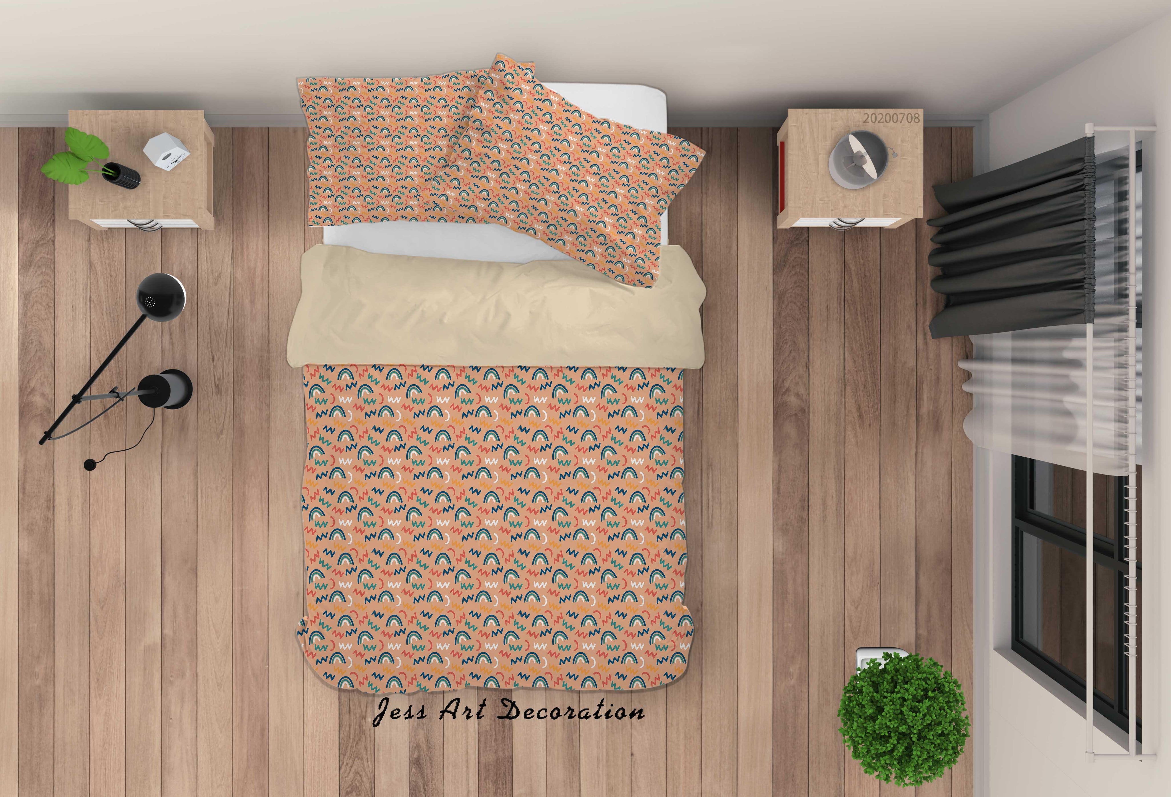 3D Yellow Rainbow Wavy Lines Quilt Cover Set Bedding Set Duvet Cover Pillowcases SF79- Jess Art Decoration