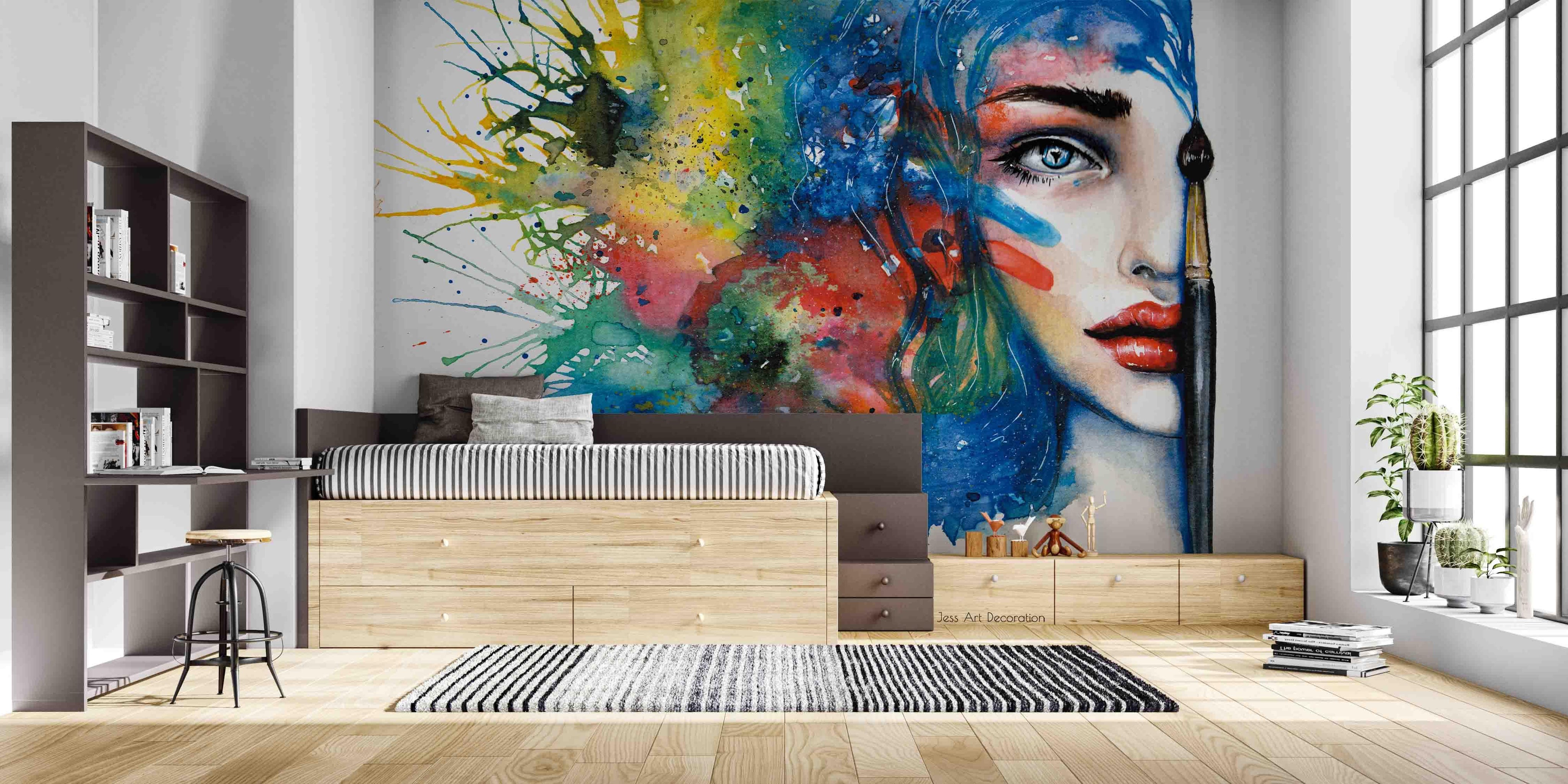 3D Graffiti Girl Wall Mural Wallpaper  sww 216- Jess Art Decoration
