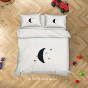 3D White Moon Star Quilt Cover Set Bedding Set Duvet Cover Pillowcases SF78- Jess Art Decoration