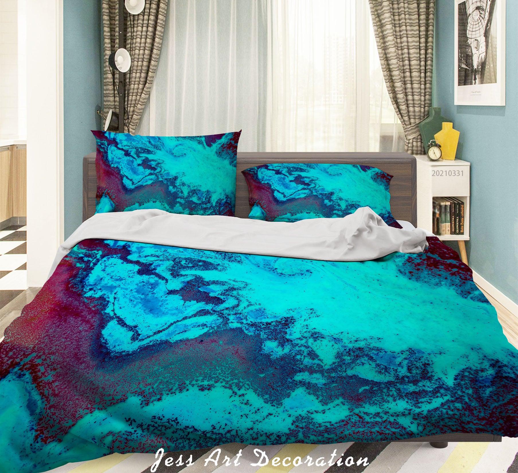 3D Watercolor Blue Marble Quilt Cover Set Bedding Set Duvet Cover Pillowcases 224- Jess Art Decoration