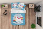3D Blue Unicorn Quilt Cover Set Bedding Set Duvet Cover Pillowcases SF116- Jess Art Decoration