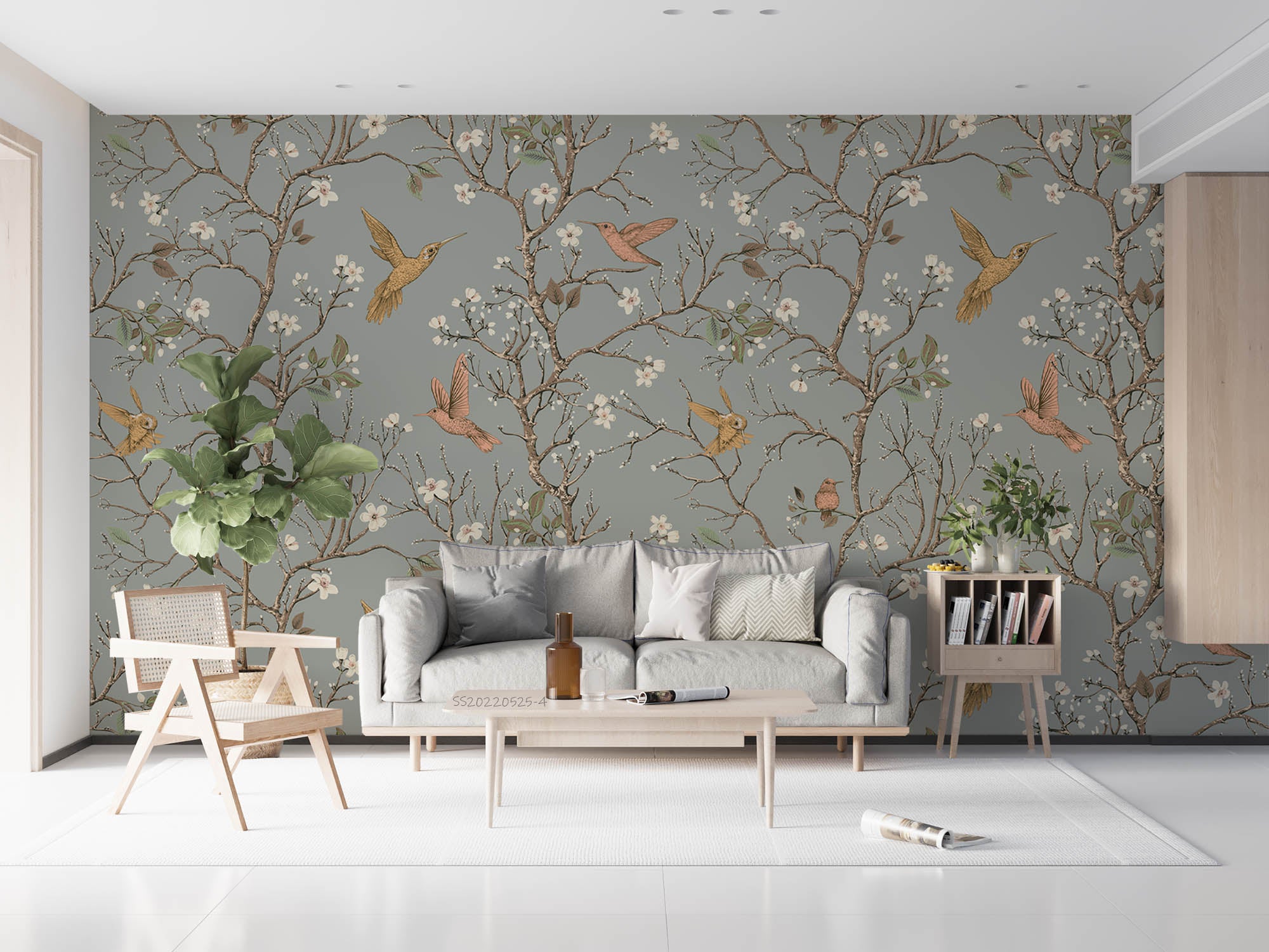 3D Vintage Branch Floral Bird Wall Mural Wallpaper GD 675- Jess Art Decoration