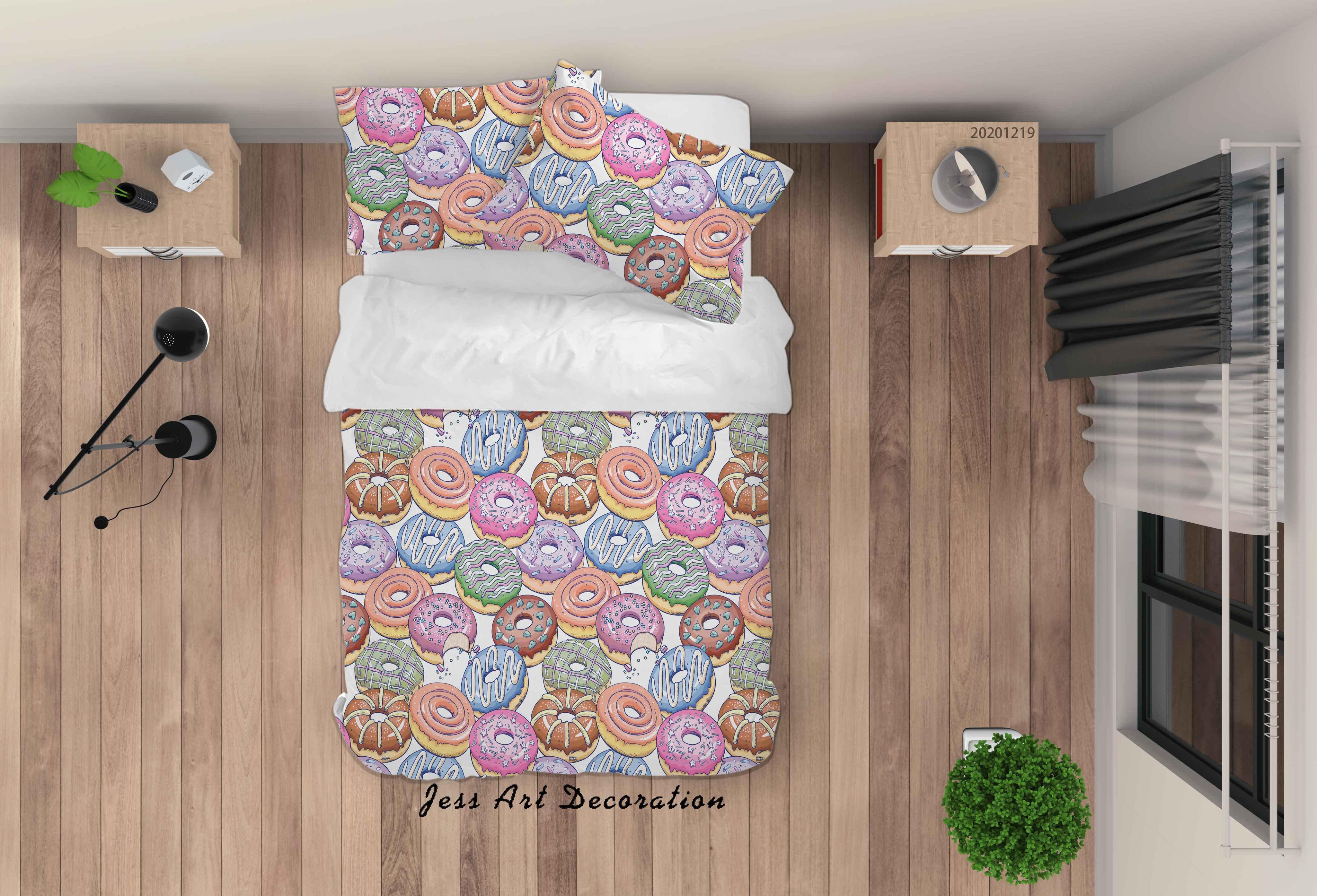 3D Hand Drawn Donuts Quilt Cover Set Bedding Set Duvet Cover Pillowcases 6- Jess Art Decoration