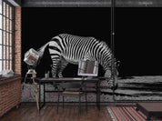 3D Zebra Black Background Wall Mural Wallpaper SWW1734- Jess Art Decoration
