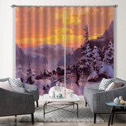 3D Sunset Sky Snow Mountain Nature Landscape Curtains and Drapes LQH 137- Jess Art Decoration