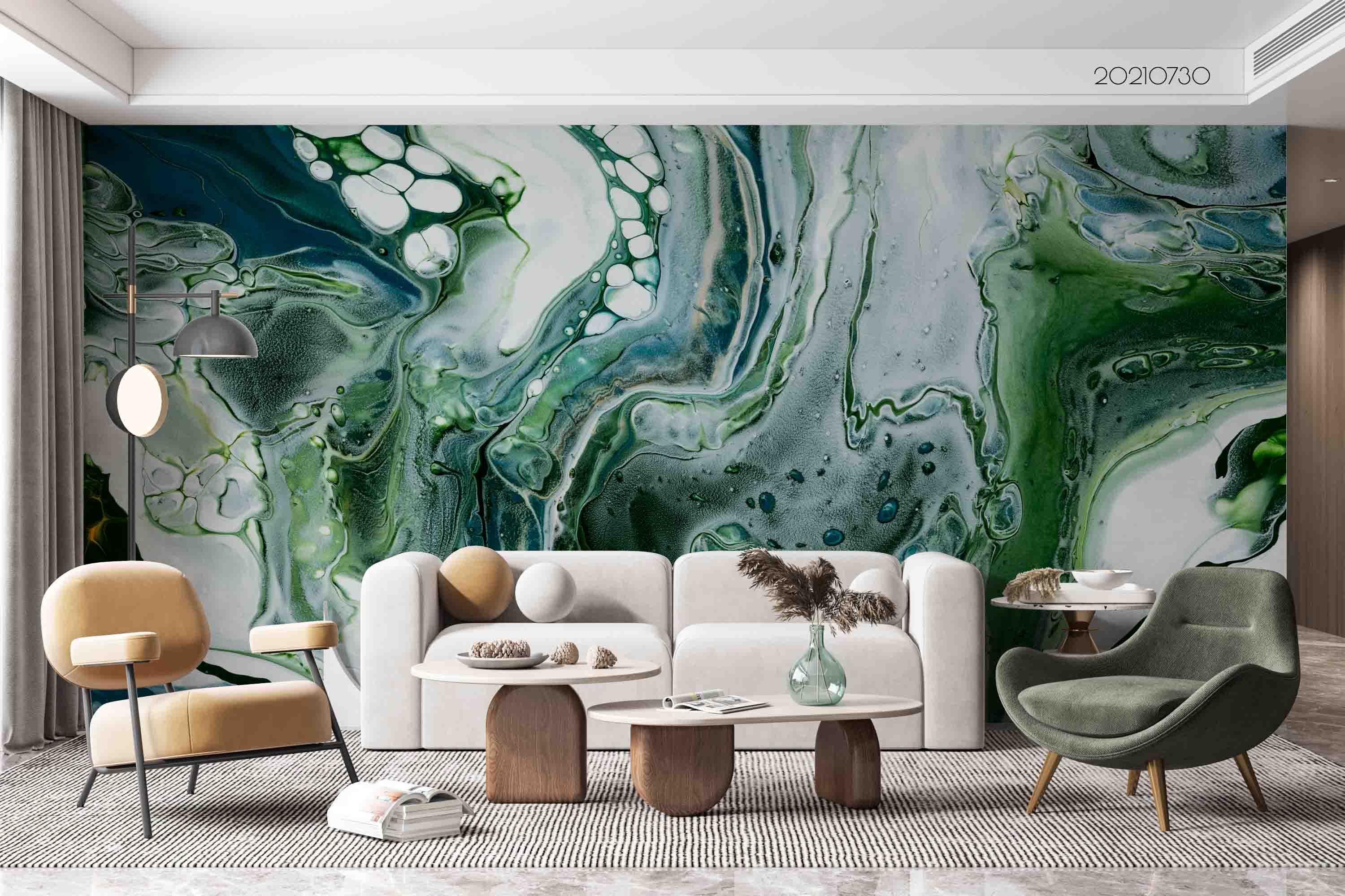 3D Green Marble Flowing Texture Wall Mural Wallpaper SWW4441- Jess Art Decoration