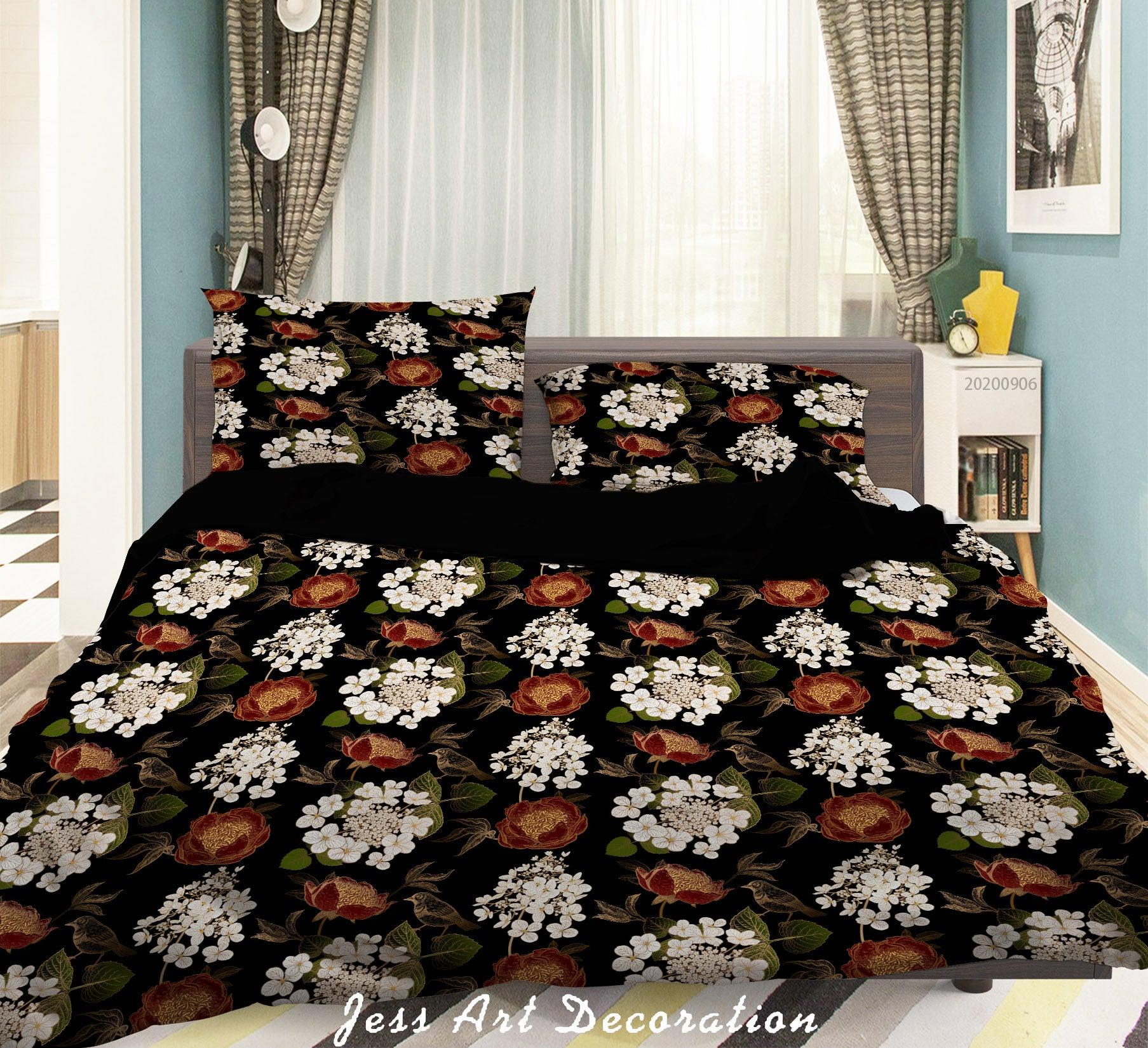 3D Vintage Leaves White Floral Pattern Quilt Cover Set Bedding Set Duvet Cover Pillowcases WJ 3640- Jess Art Decoration