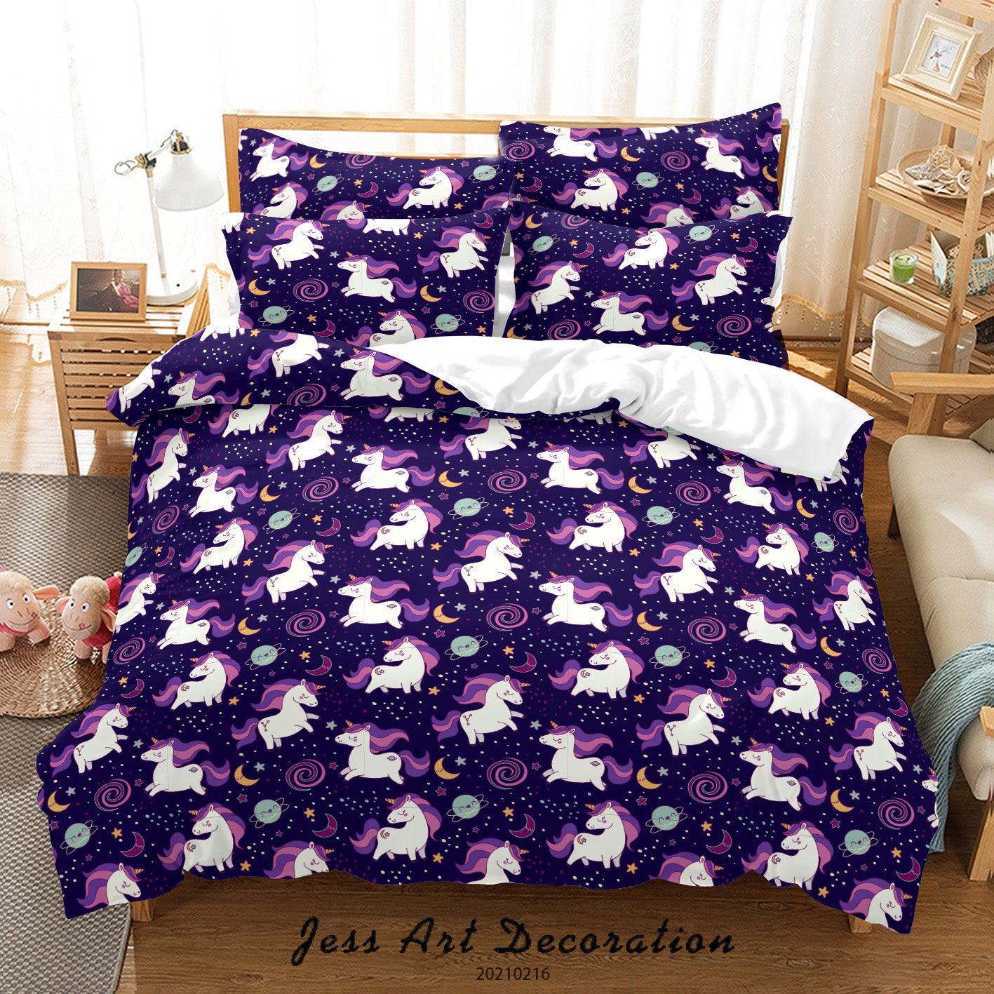 3D Hand Drawn Animal Unicorn Quilt Cover Set Bedding Set Duvet Cover Pillowcases 28- Jess Art Decoration