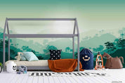 3D Watercolor Green Forest Sun Wall Mural Wallpaper LQH 189- Jess Art Decoration