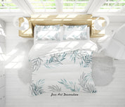 3D Watercolor Green Leaf Quilt Cover Set Bedding Set Duvet Cover Pillowcases 9- Jess Art Decoration