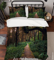 3D Landscape Green Forest Road Quilt Cover Set Bedding Set Duvet Cover Pillowcases 44- Jess Art Decoration